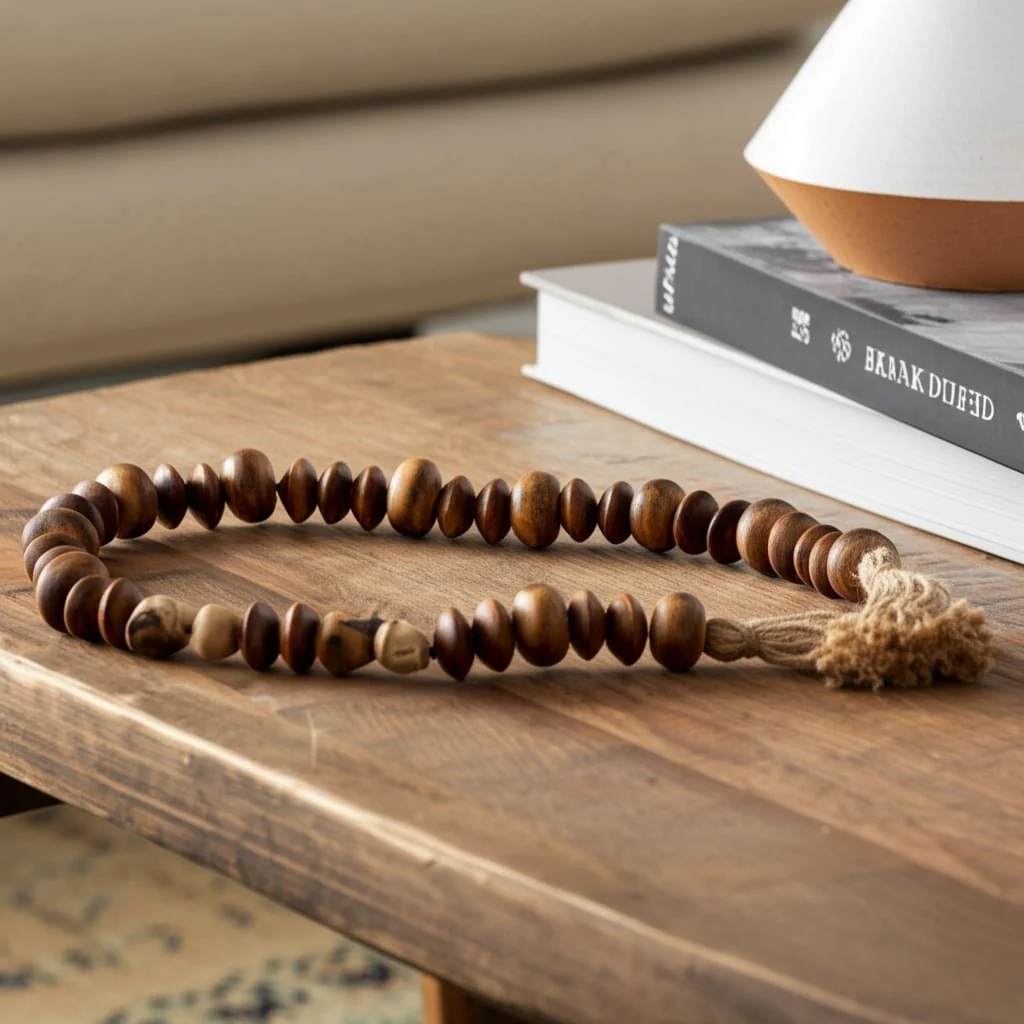Wood, 32x1.25 Flat Beads Garland, Natural - Image 3