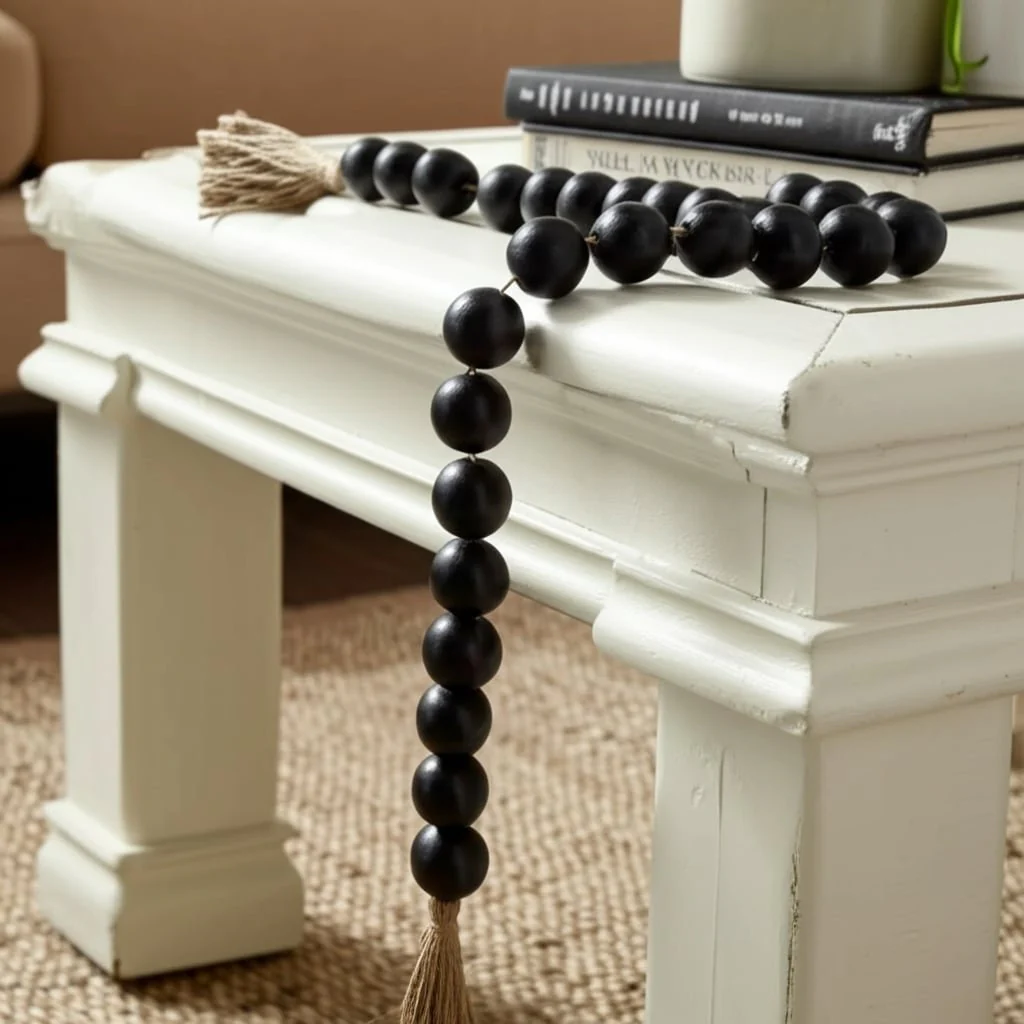 Wood, 32x2 Double Beaded Garland W/tassel,blk - Image 10