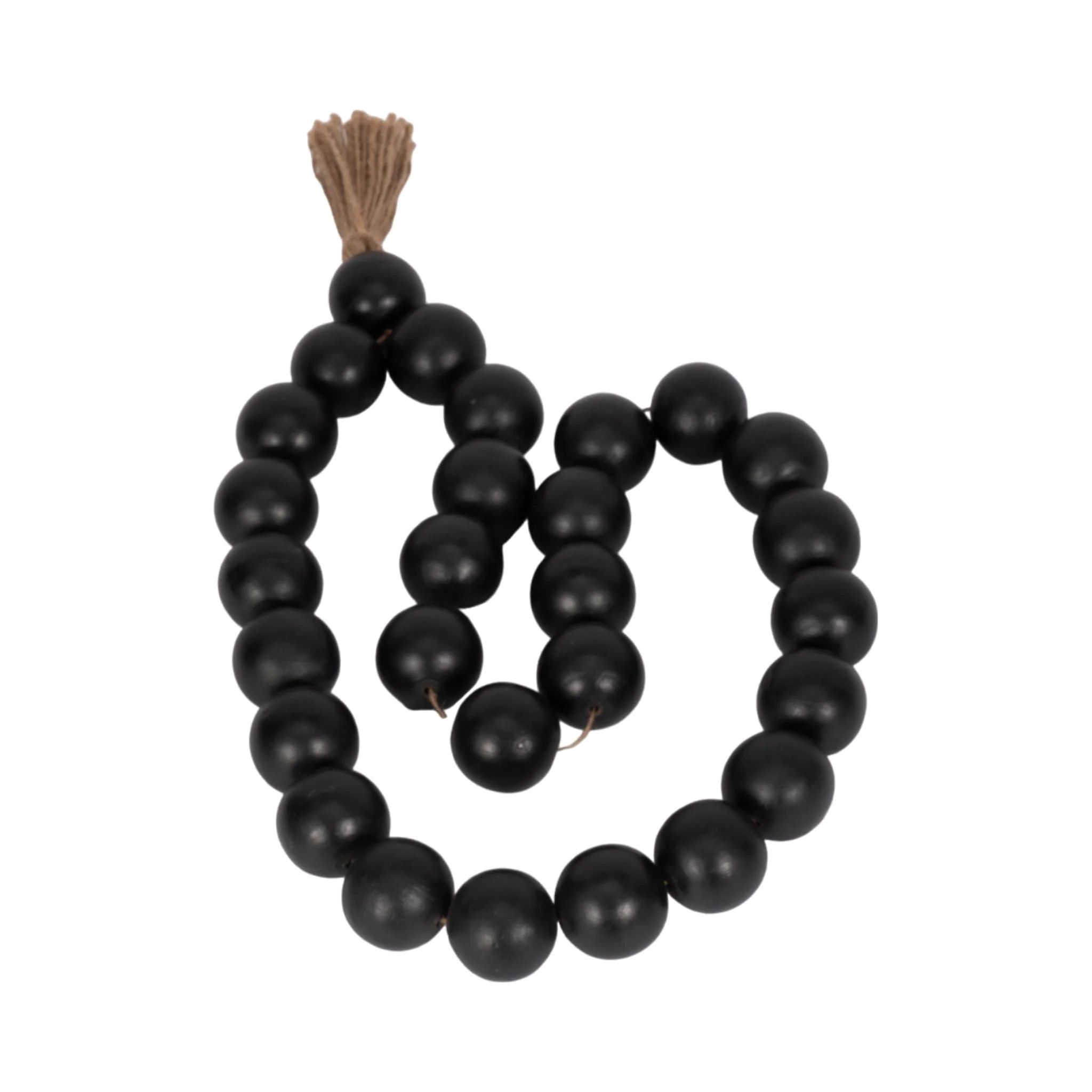 Wood, 32x2 Double Beaded Garland W/tassel,blk - Image 3