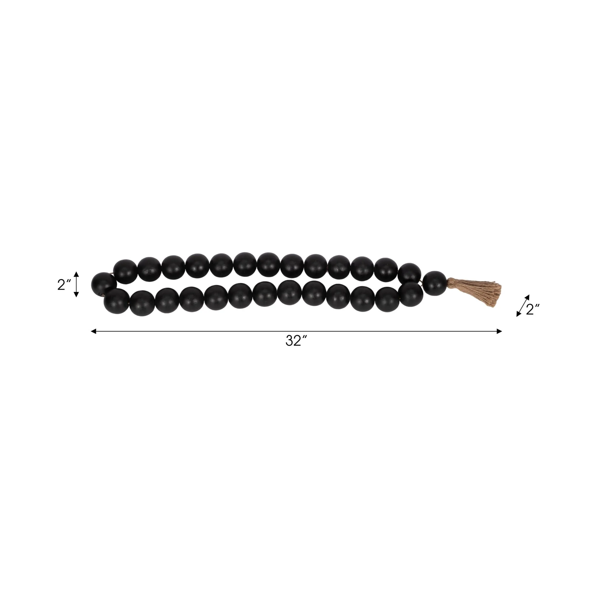 Wood, 32x2 Double Beaded Garland W/tassel,blk - Image 7