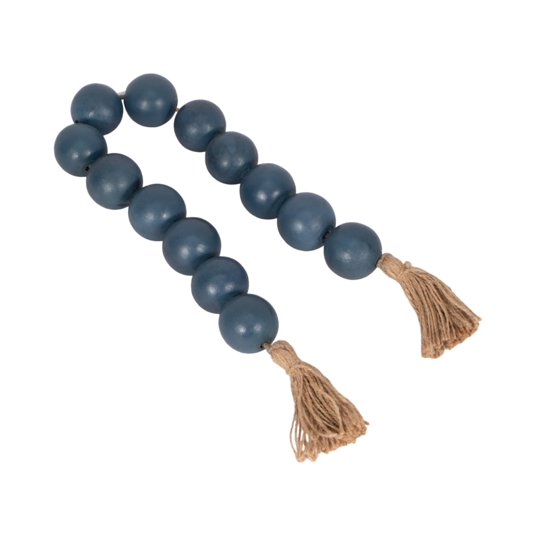 Wood, 32x2 Large Bead Garland W/ Tassel, Teal/blu - Image 2