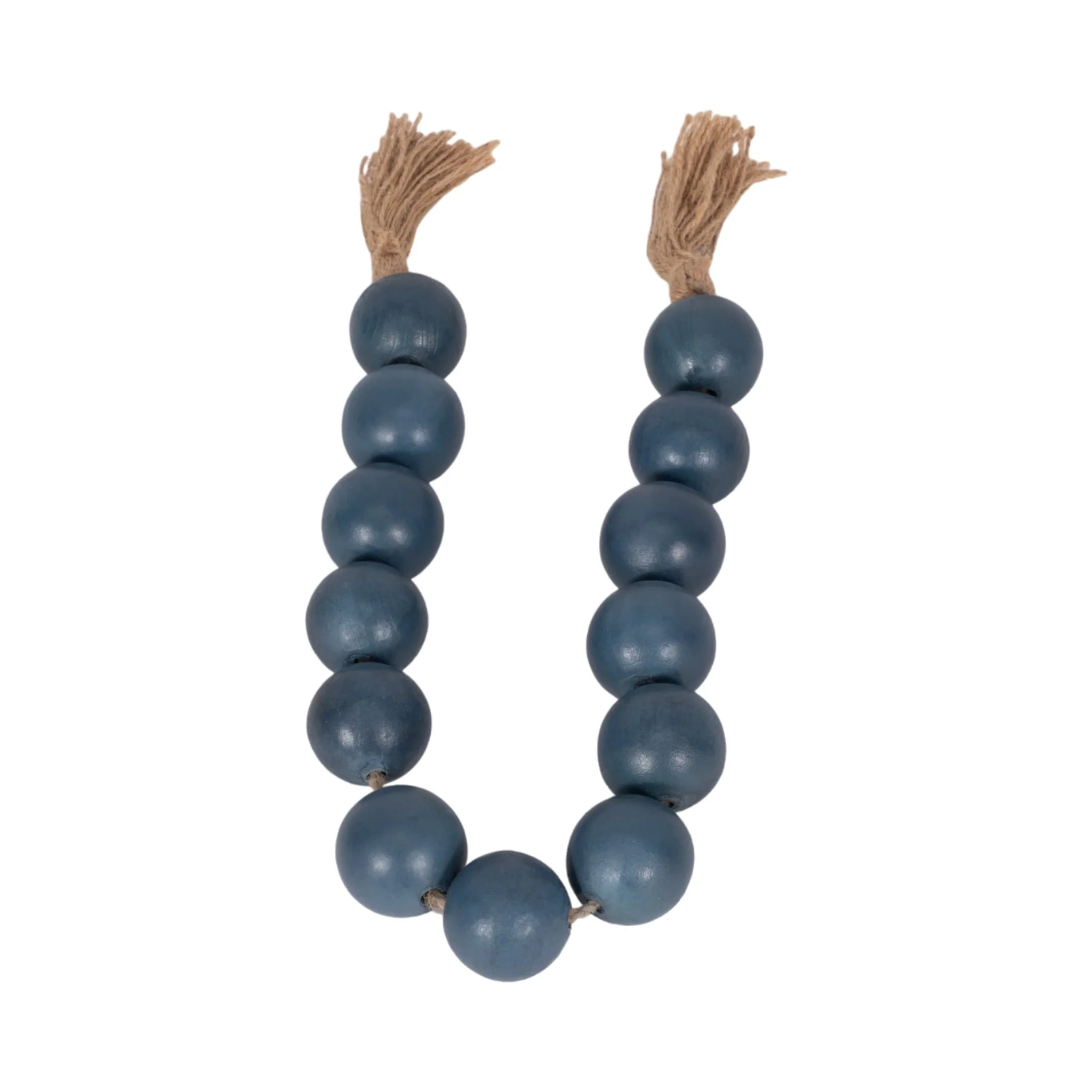 Wood, 32x2 Large Bead Garland W/ Tassel, Teal/blu - Image 3