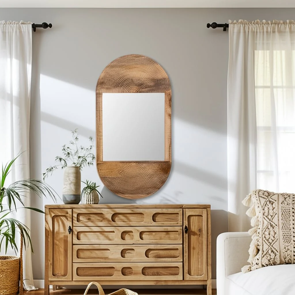 Wood, 34"lx18"w Oval Mirror, Brown - Image 10
