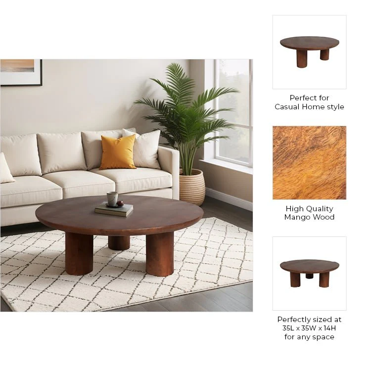 Wood,35" Scandinavian Coffee Table,brwn Kd 2boxes - Image 9