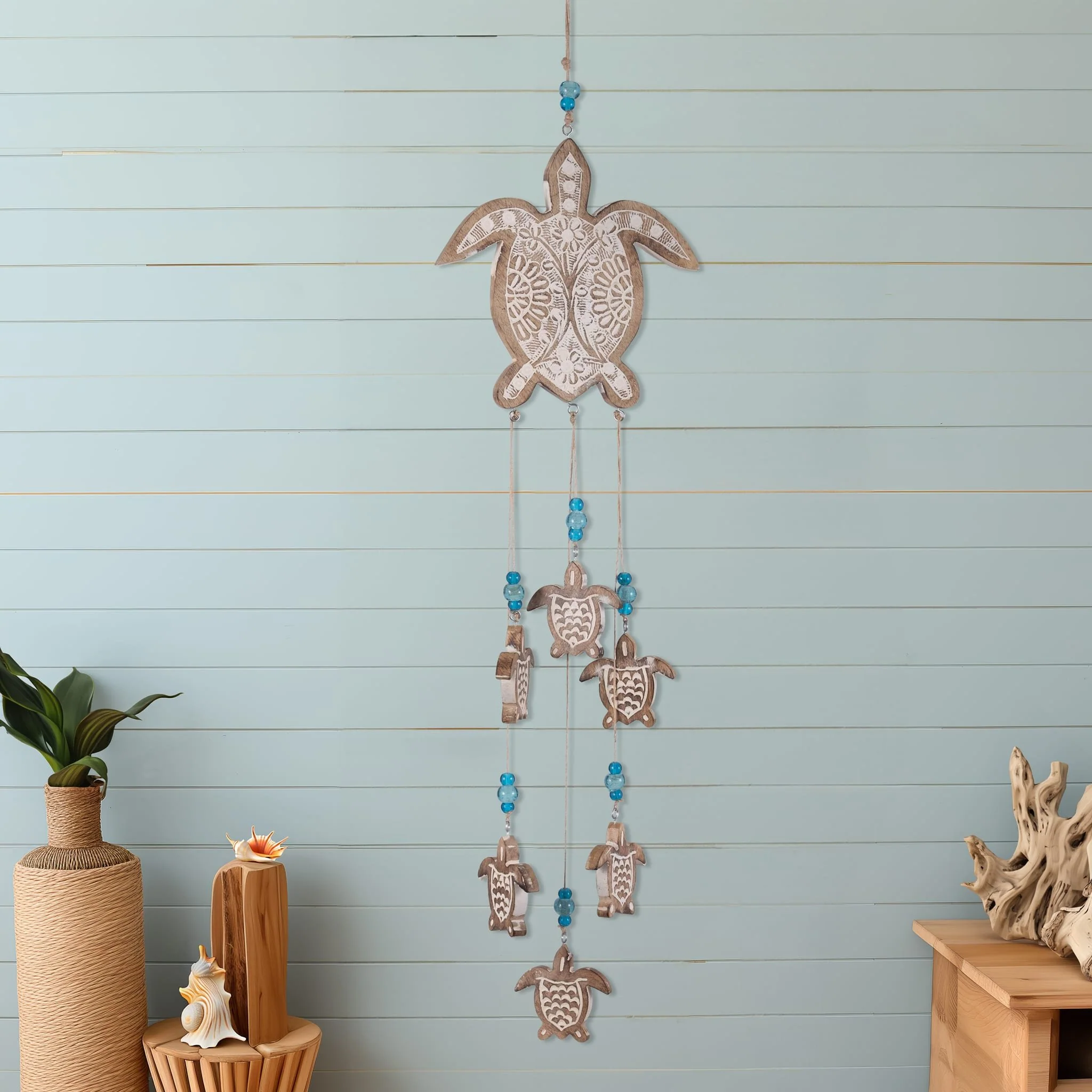 Wood, 35" Sea Turtle Hangings, Multi - Image 9
