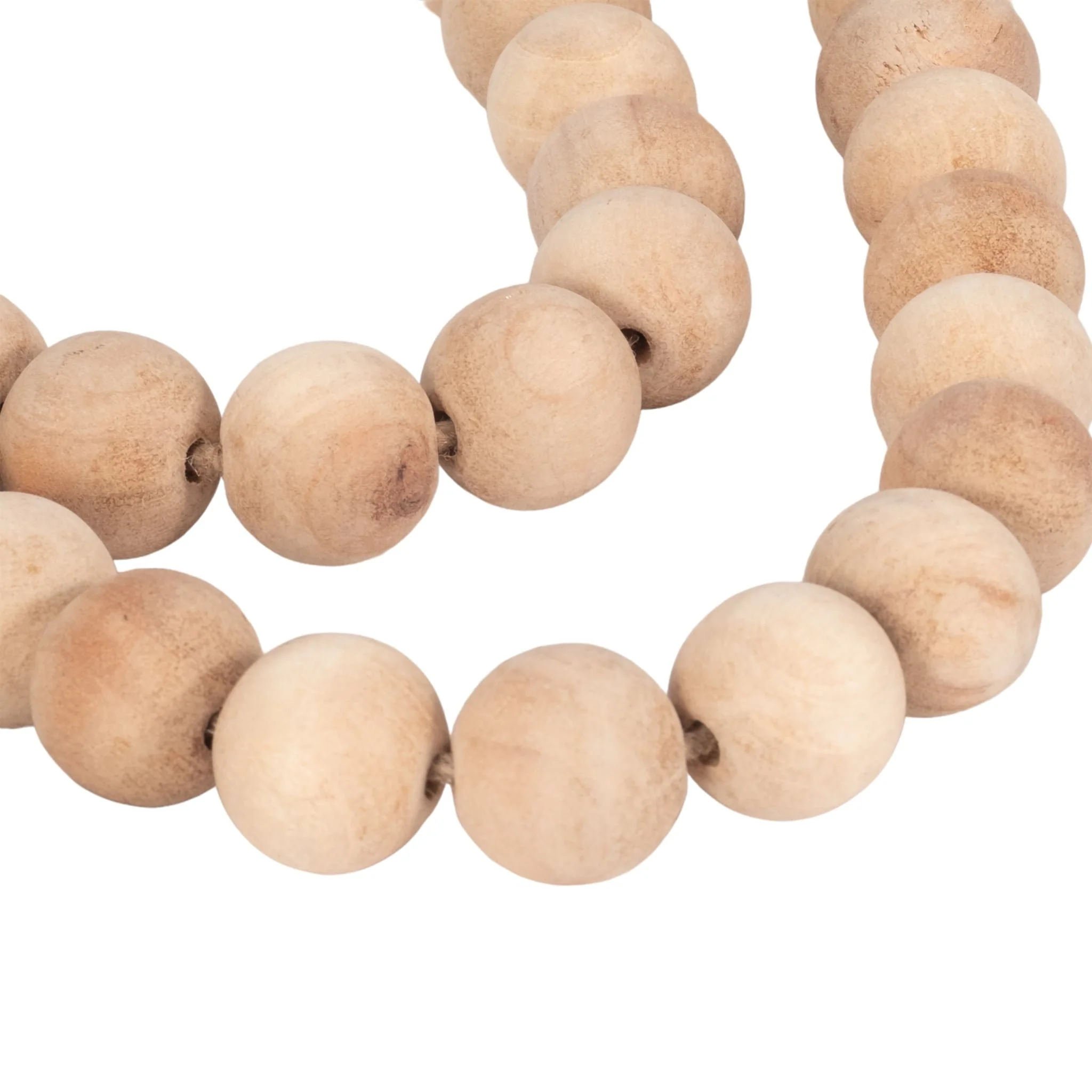 Wood, 36" Large Bead Garland W/ Marble Heart, Natu - Image 5