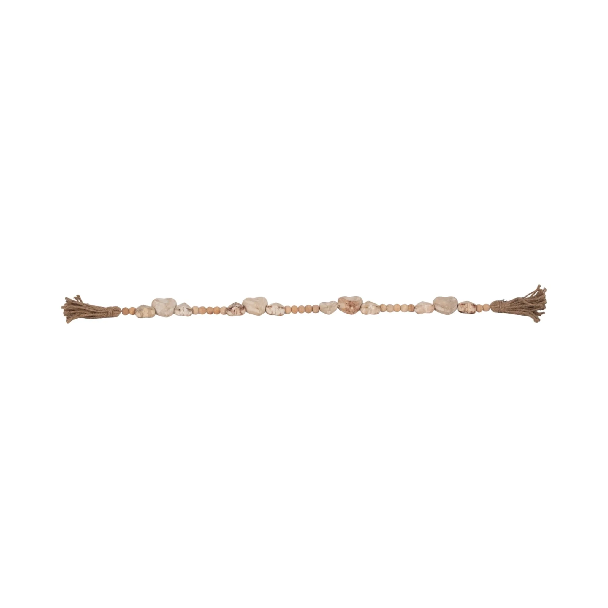 Wood, 38" Heart Beaded Garland, White - Image 6