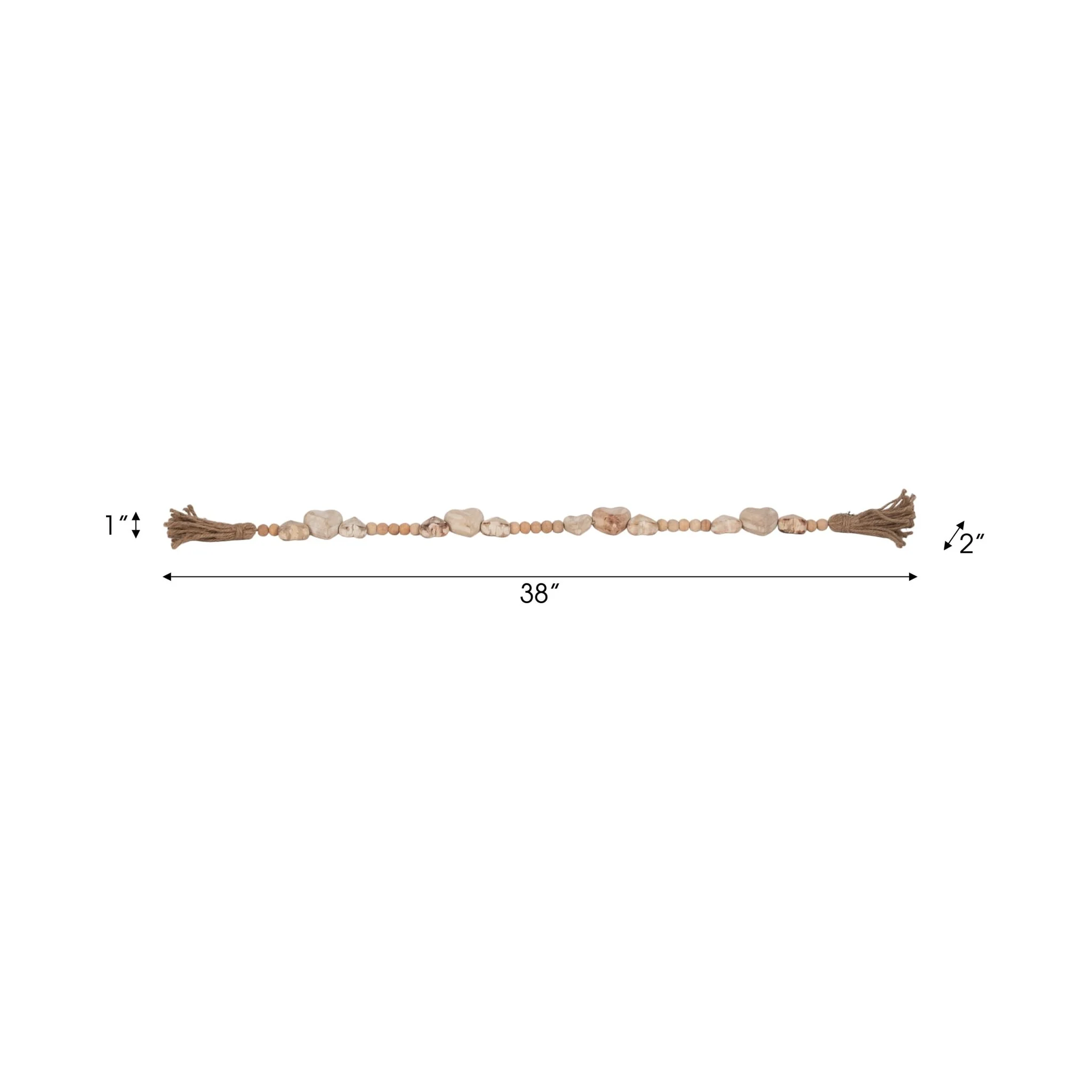 Wood, 38" Heart Beaded Garland, White - Image 7