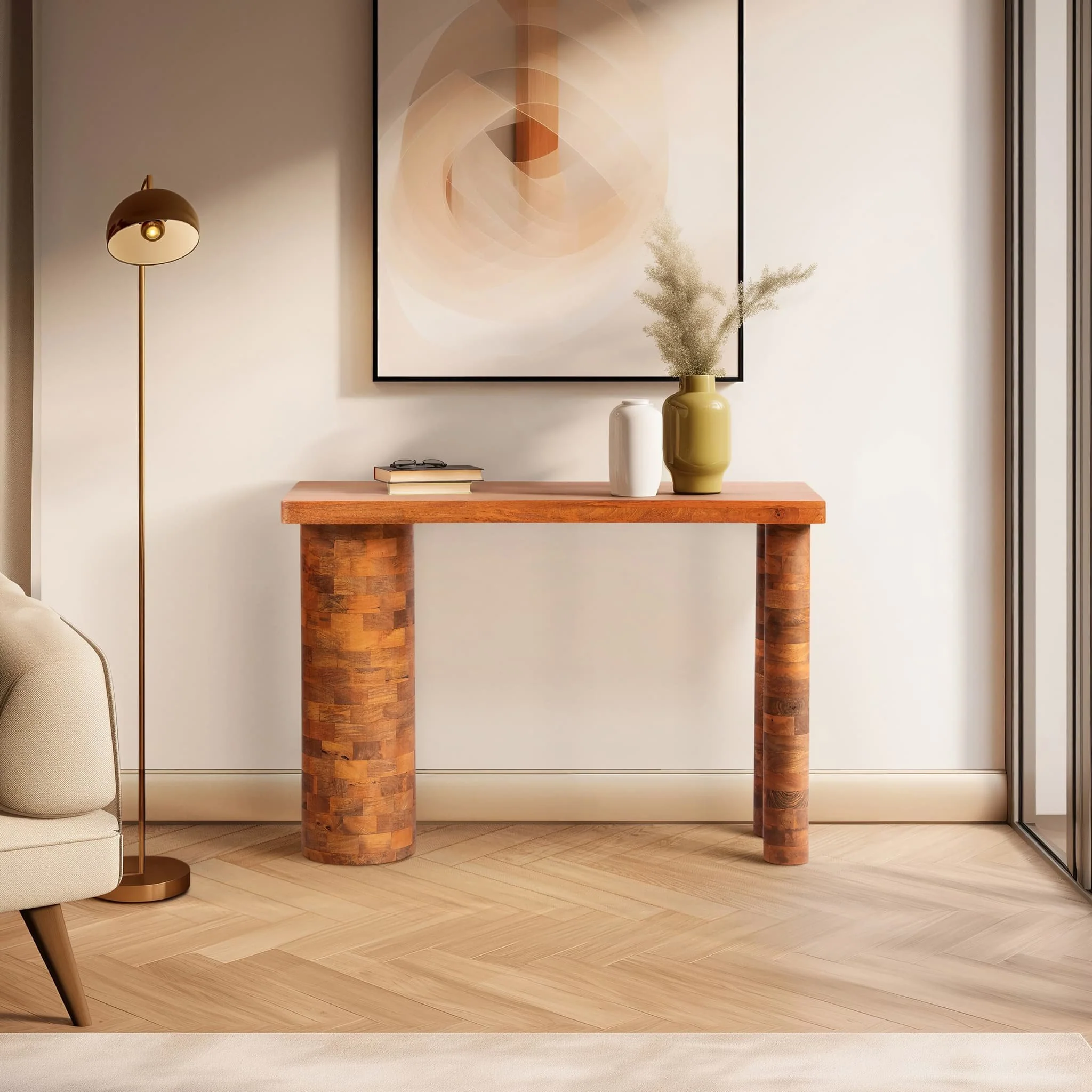 Wood, 46x32" Console, Brown - Image 8