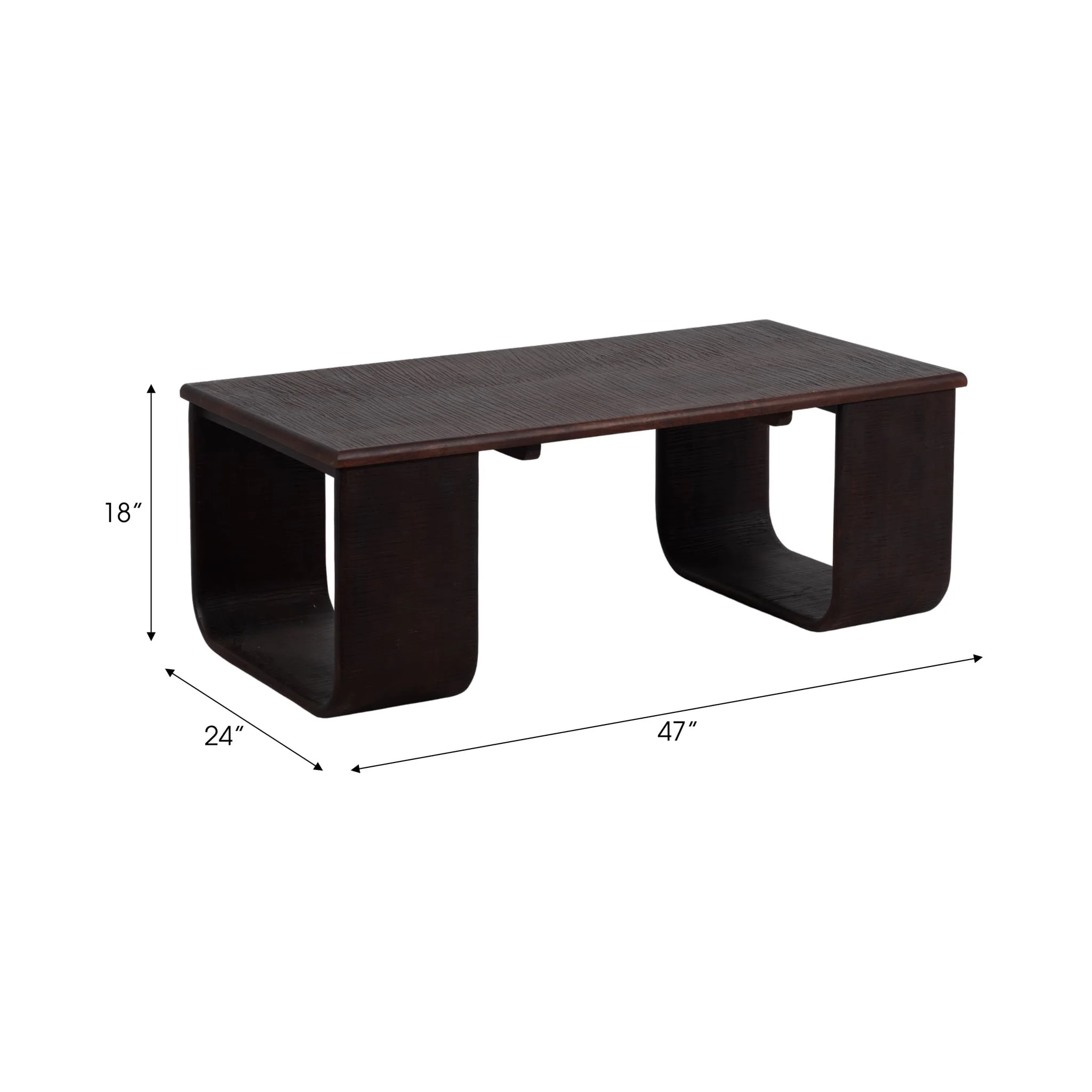 Wood, 47" Textured Coffee Table, Brown Kd - Image 7