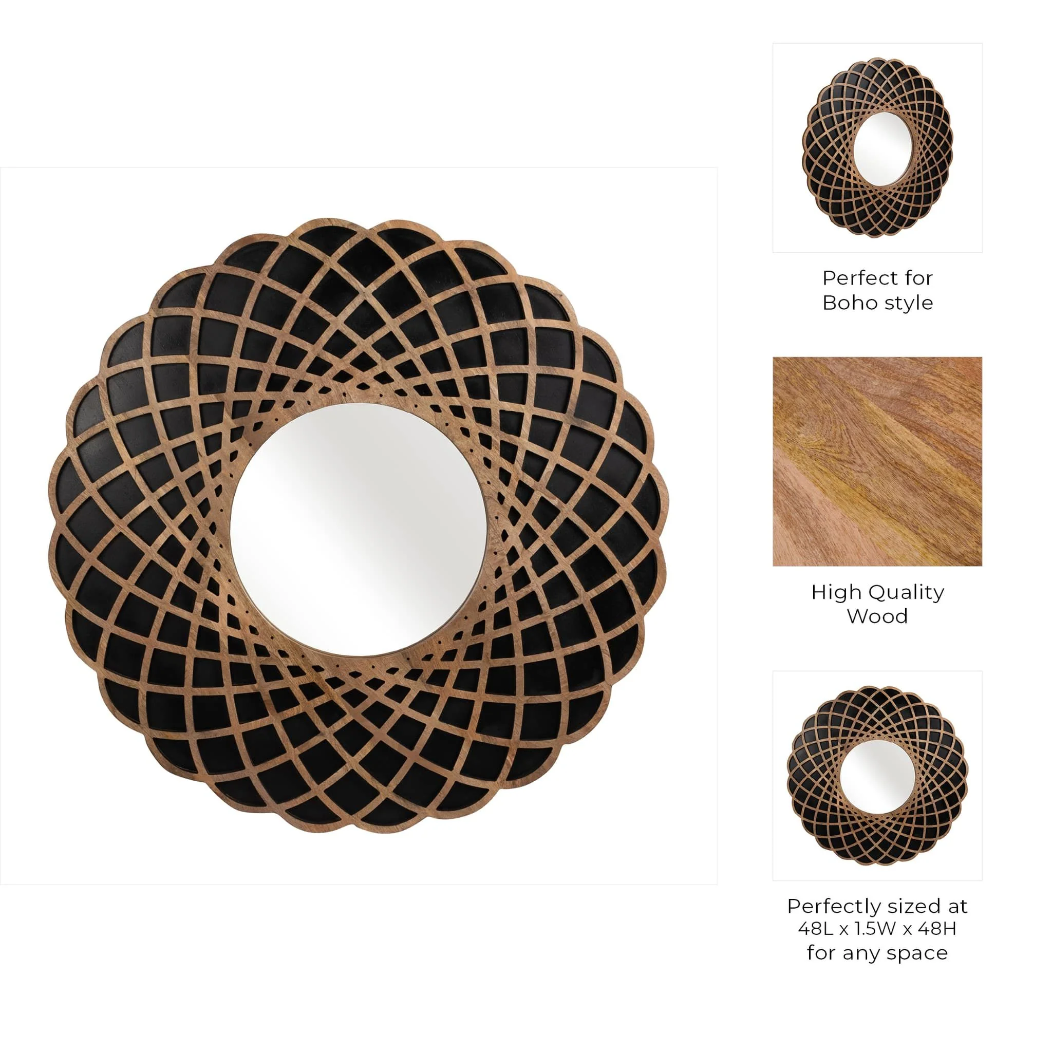 Wood, 48" Kaleidoscope Mirror, Black - Image 7