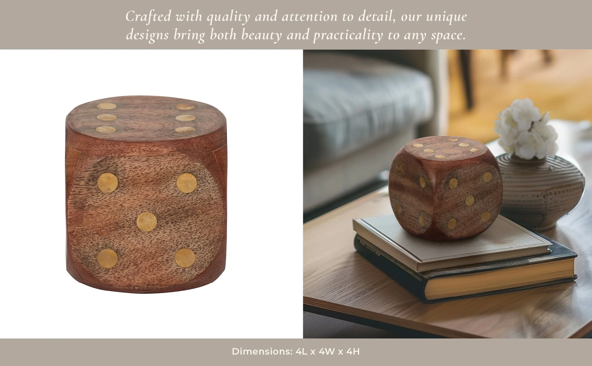 Wood, 4x4 Dice, Antique Brown - Image 9