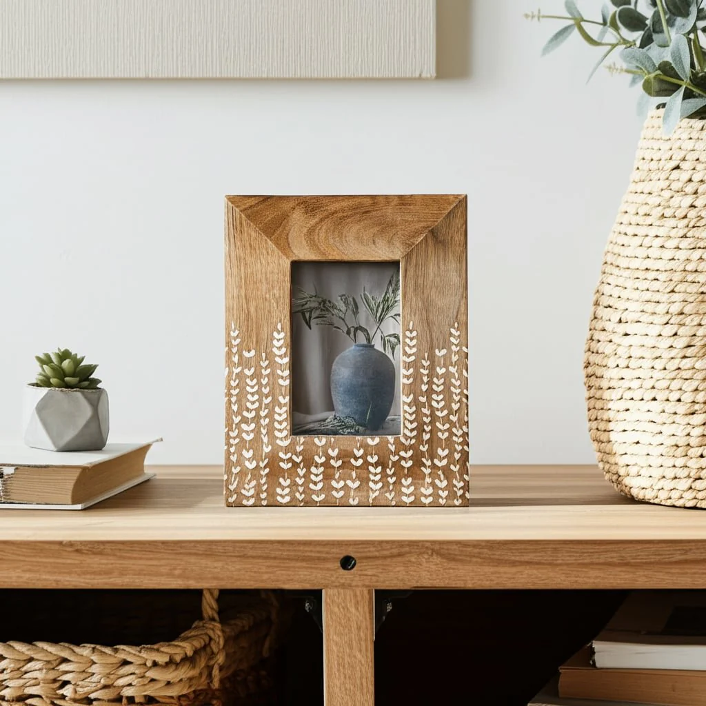 Wood, 4x6 Vines Photo Frame, Natural/white - Image 10