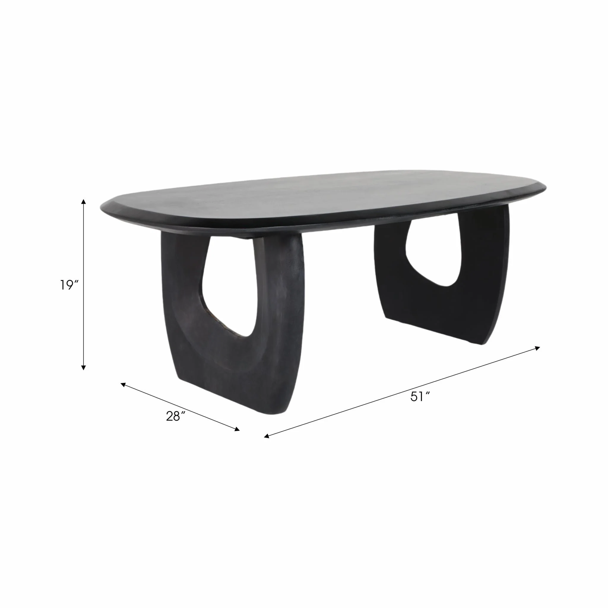 Wood, 51" Modern Mid-century Coffee Table, Blk, Kd - Image 6