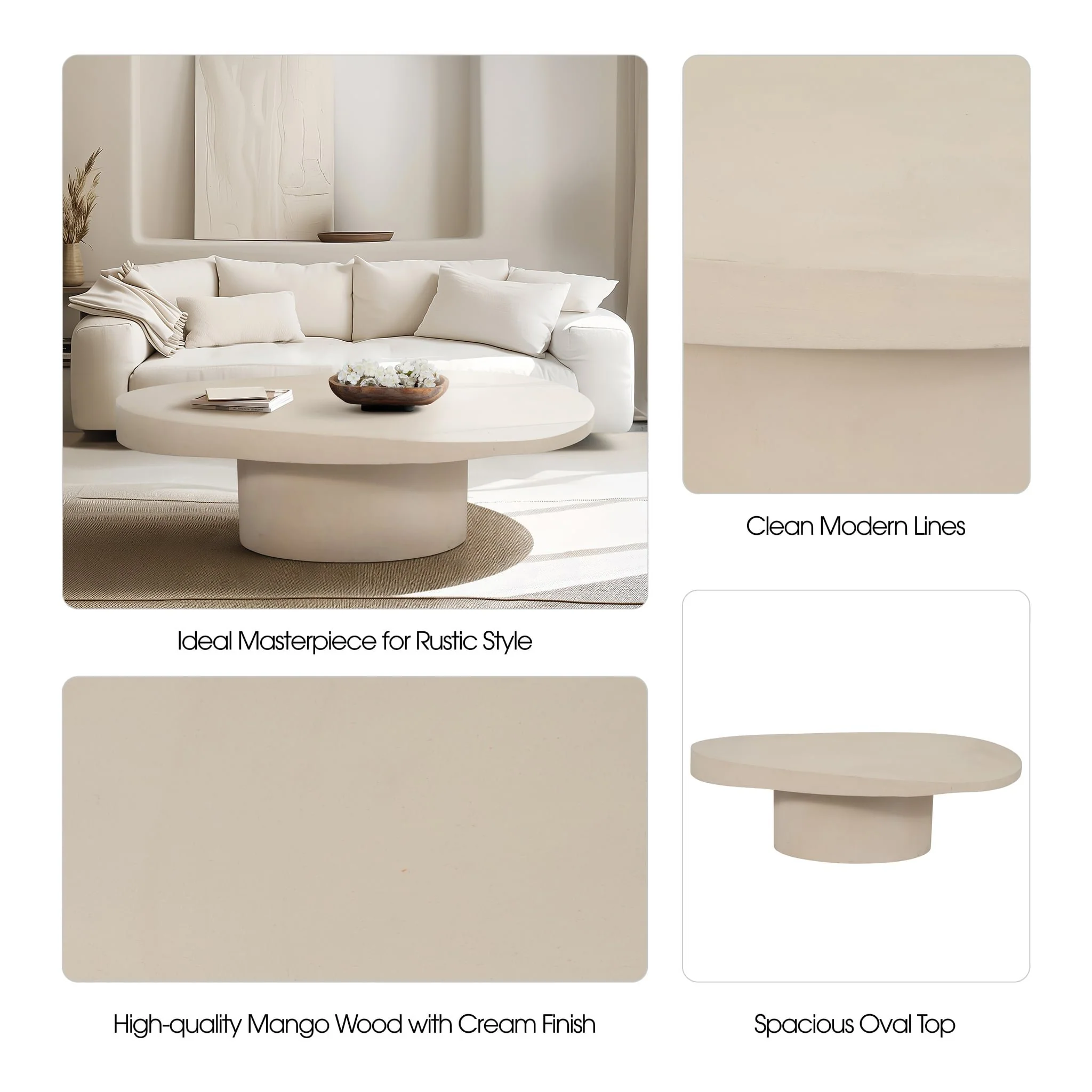 Wood, 52" Minimalist Coffee Table, Kd, 2boxes - Image 9