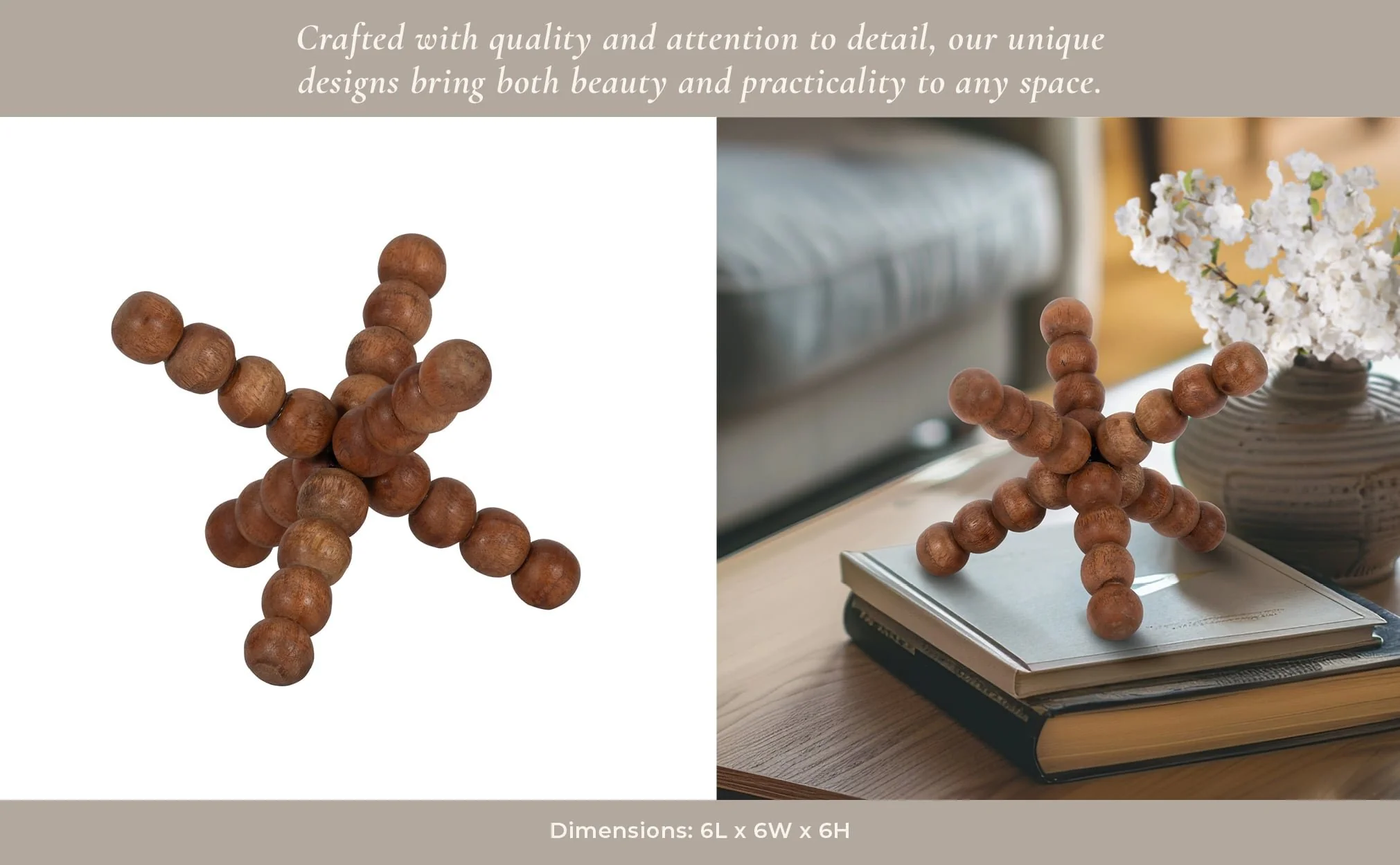 Wood, 6" Beaded Jack, Natural - Image 11
