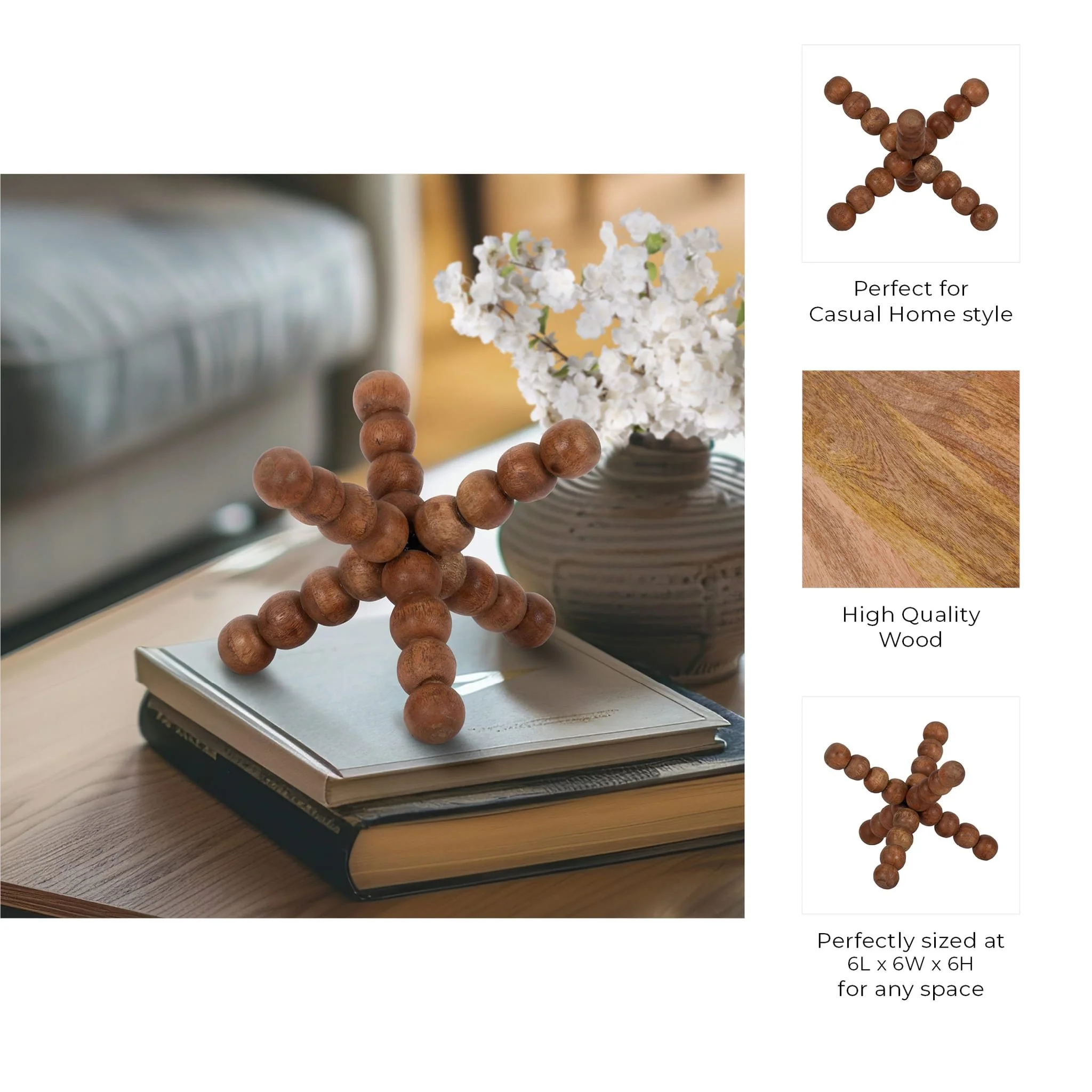 Wood, 6" Beaded Jack, Natural - Image 8
