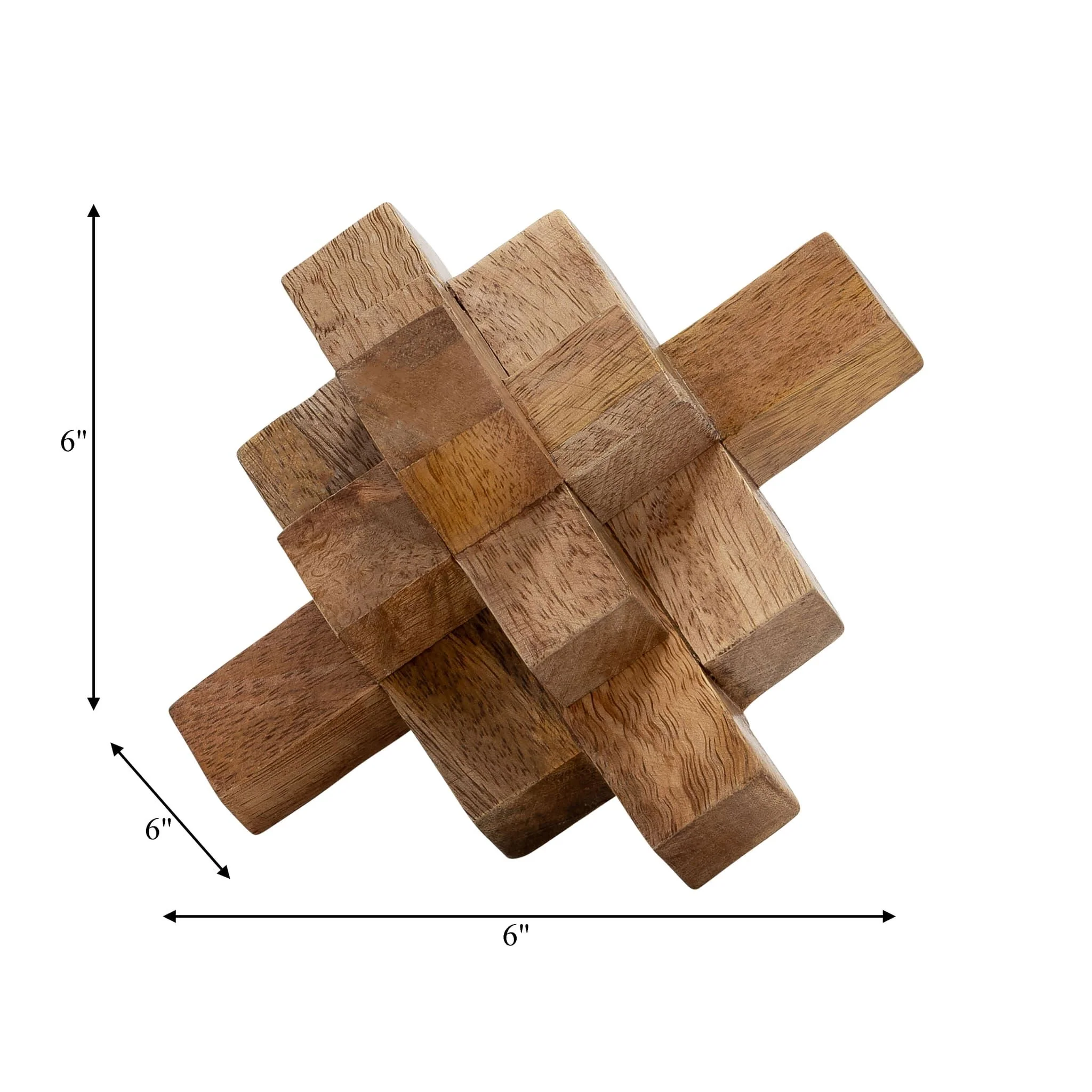 Wood, 6"  Geometric Orb, Natural - Image 6