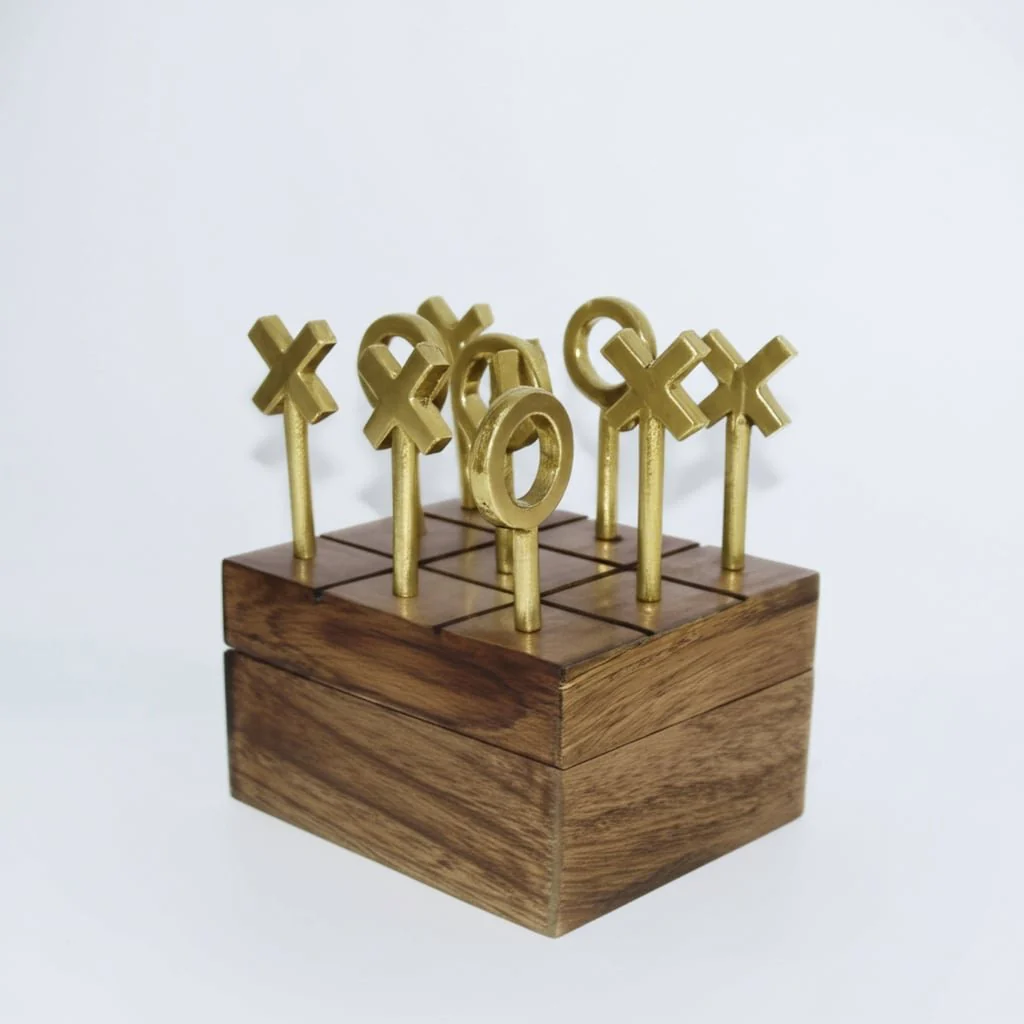 Wood, 6" Tic Tac Toe, Brown/gold - Image 11