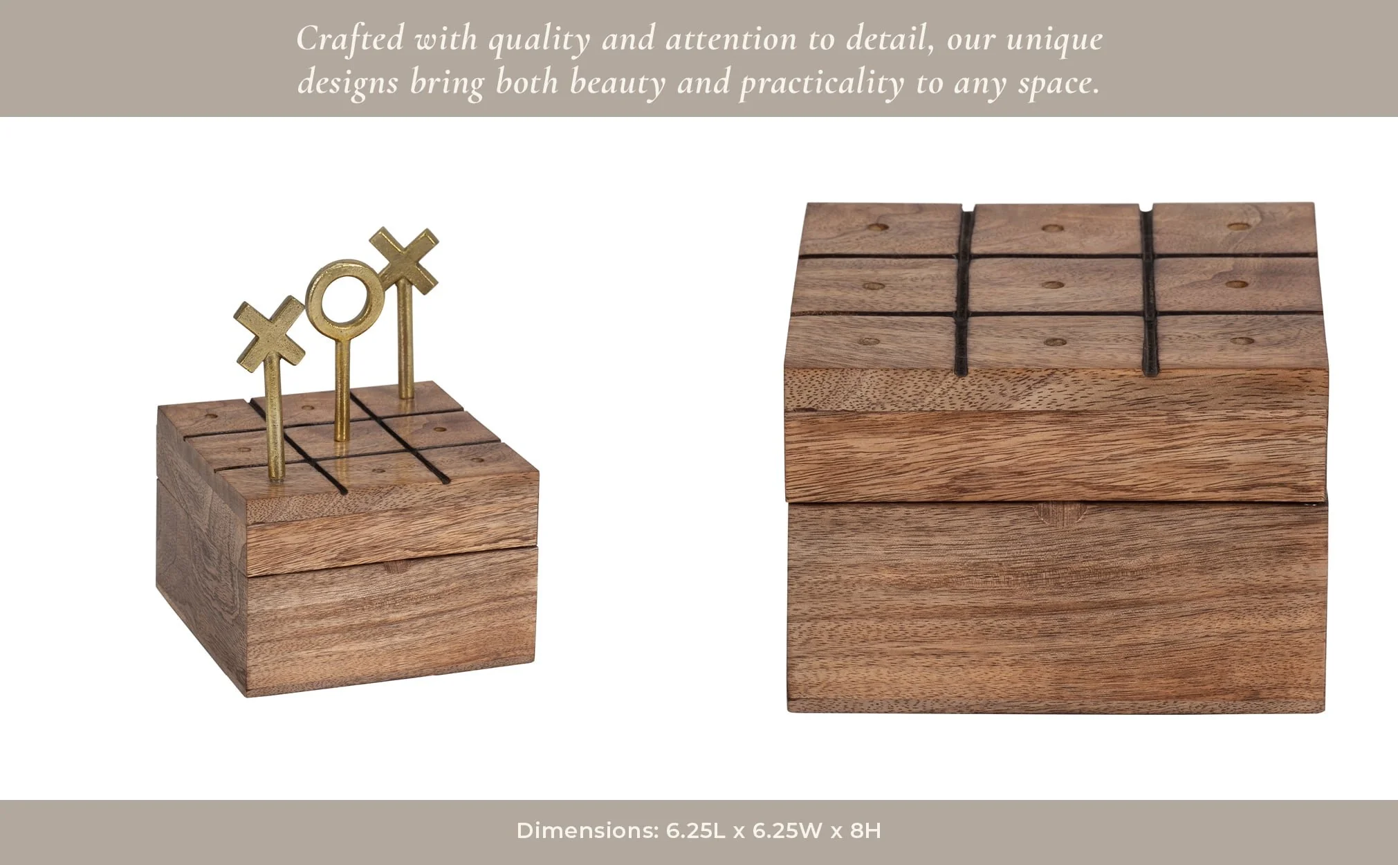Wood, 6" Tic Tac Toe, Brown/gold - Image 12