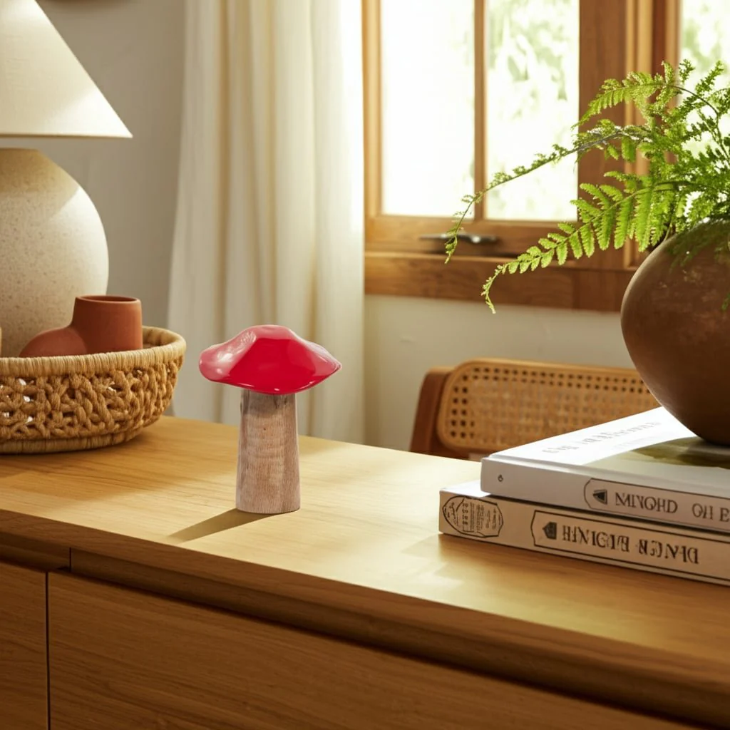 Wood, 6" Toadstool Mushroom, Red - Image 11