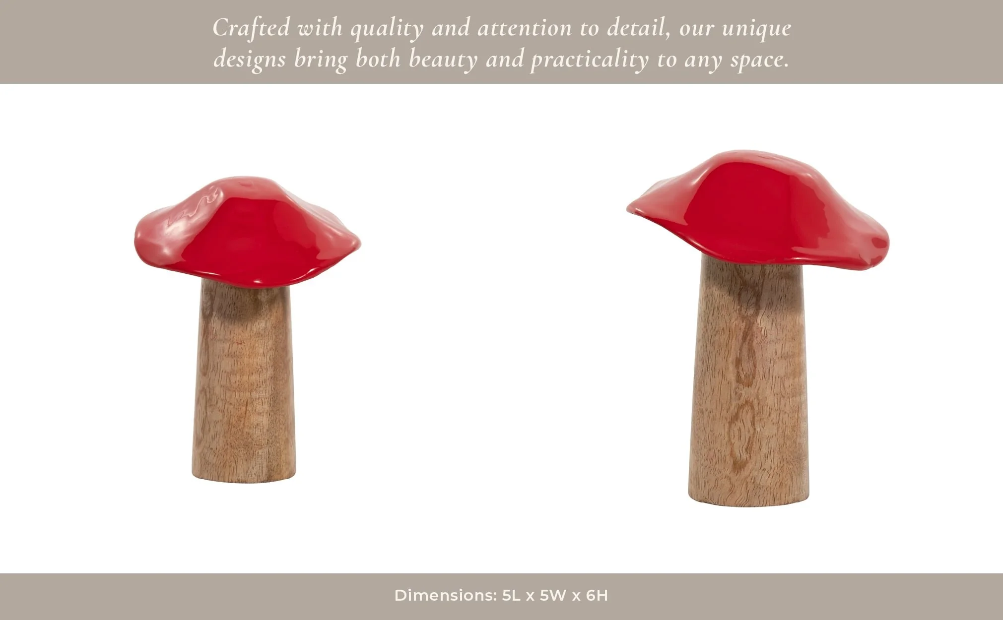 Wood, 6" Toadstool Mushroom, Red - Image 12