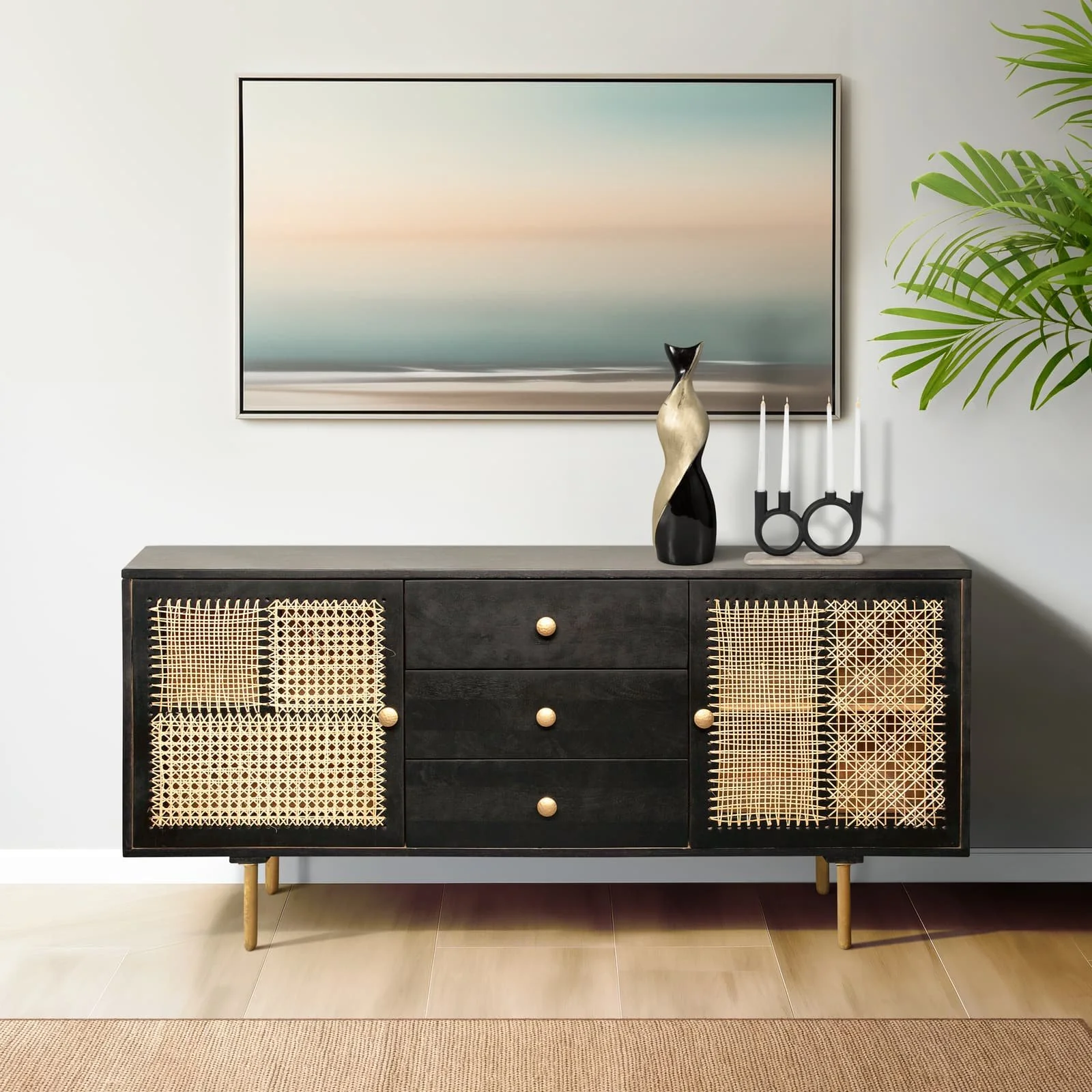 Wood 63x30" Patchwork Sideboard - Image 12