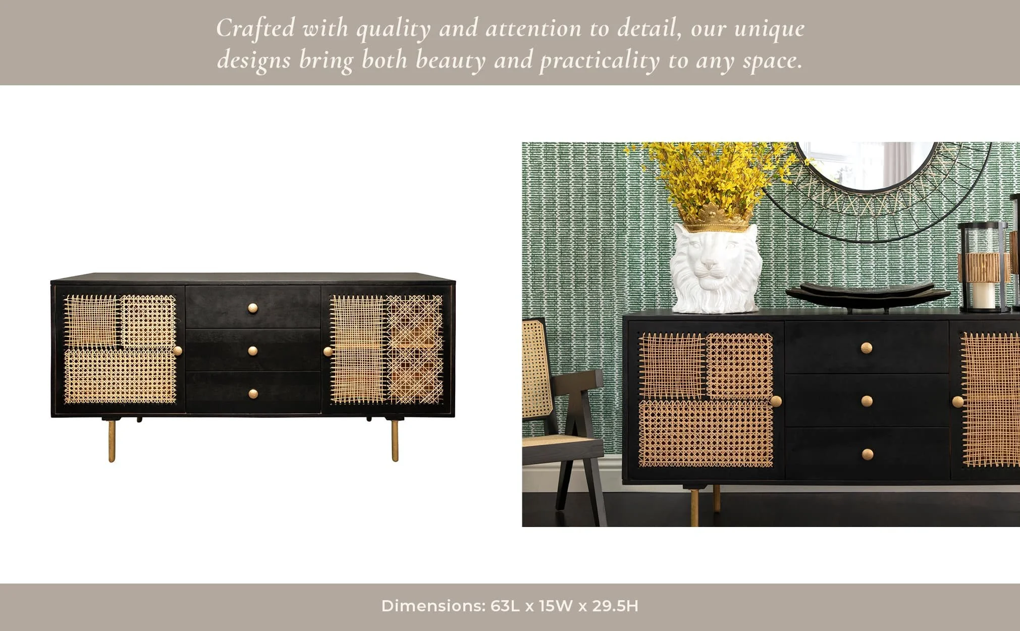 Wood 63x30" Patchwork Sideboard - Image 13