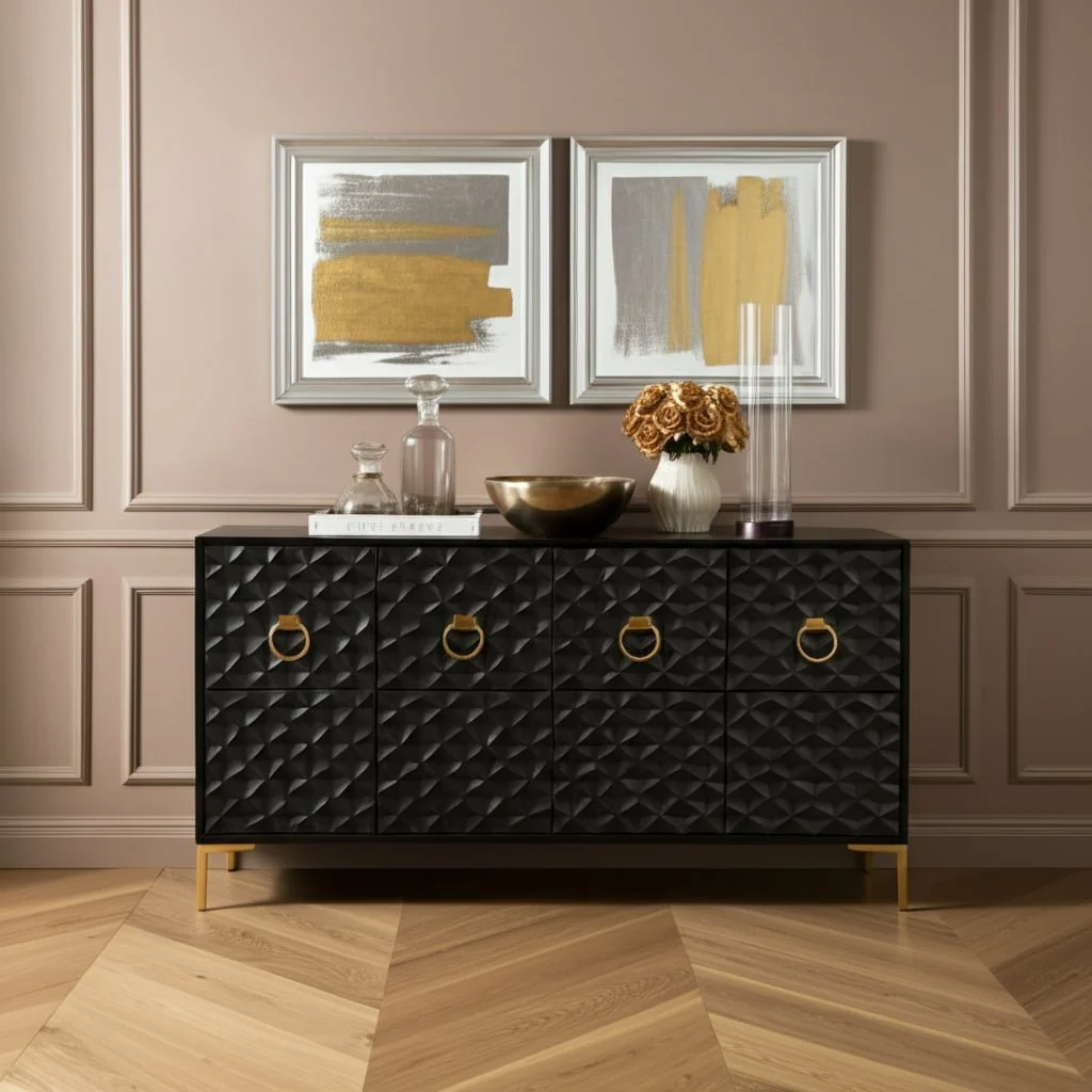 Wood, 65x35 Console Cabinet, Blk/gld, Kd - Image 13