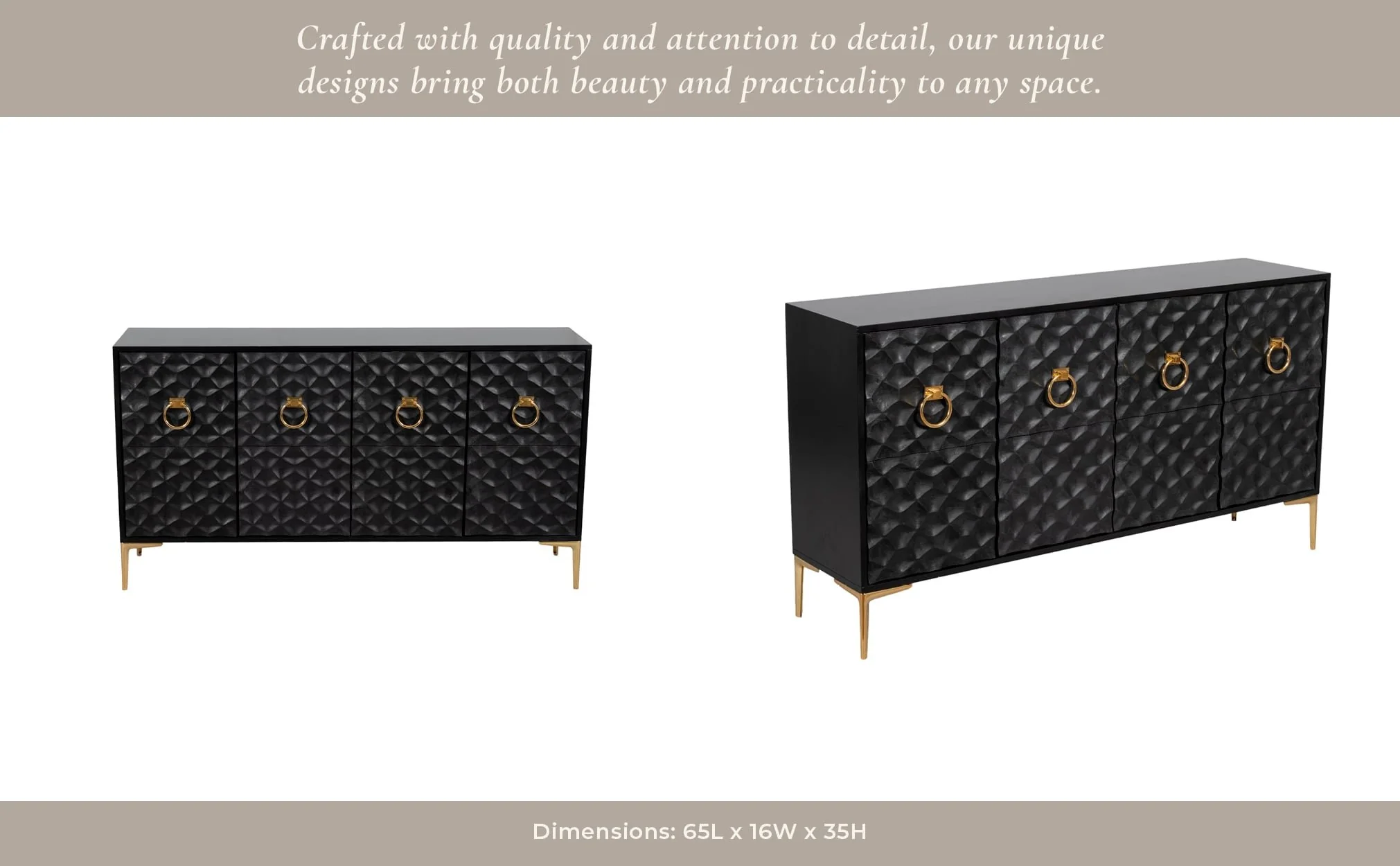 Wood, 65x35 Console Cabinet, Blk/gld, Kd - Image 16