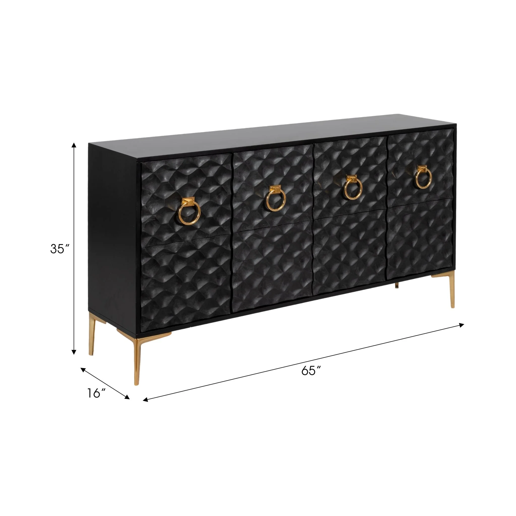 Wood, 65x35 Console Cabinet, Blk/gld, Kd - Image 9