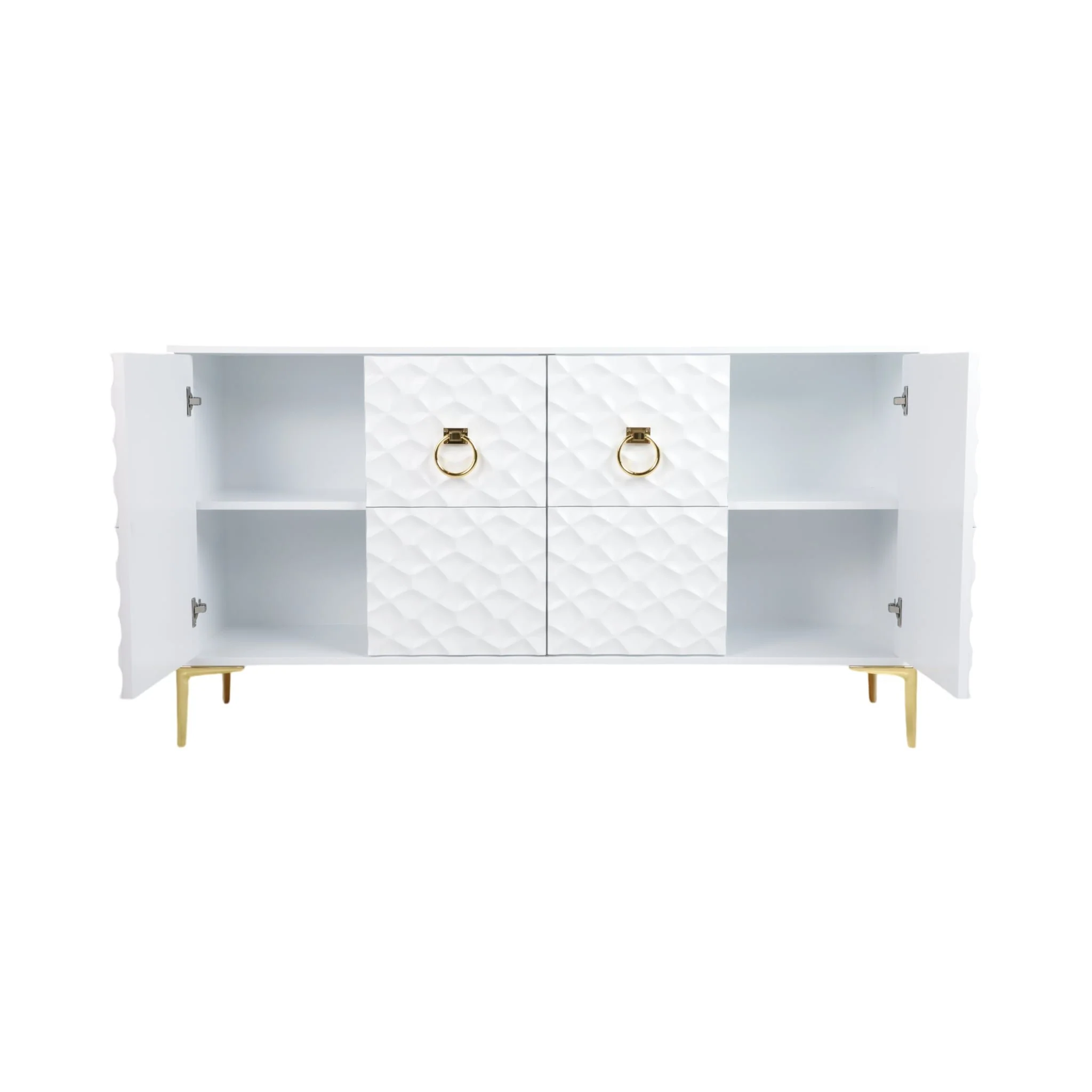 Wood, 65x35 Console Cabinet, Wht/gld, Kd - Image 8