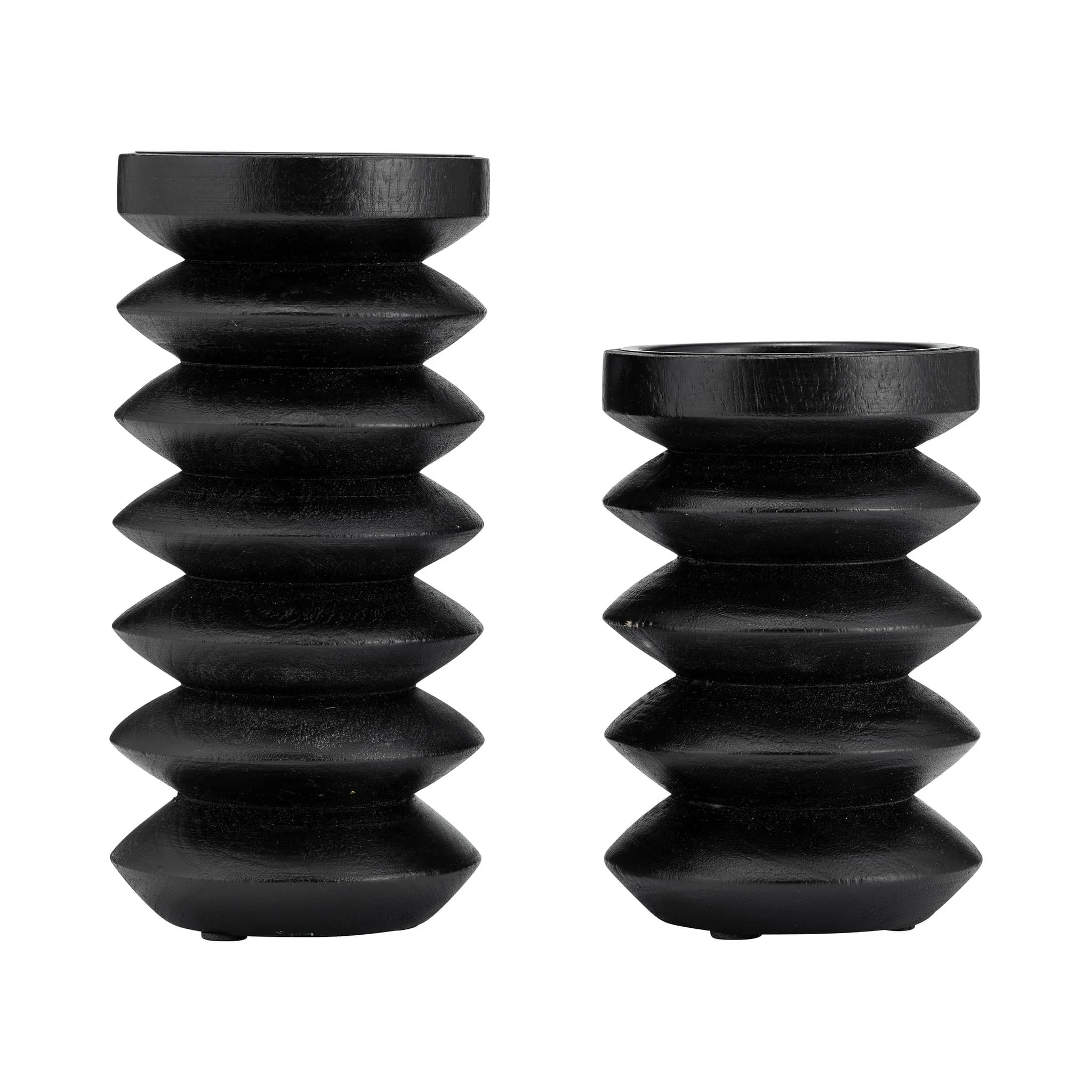 Wood, 6"h Accordion Candle Holder, Black - Image 6