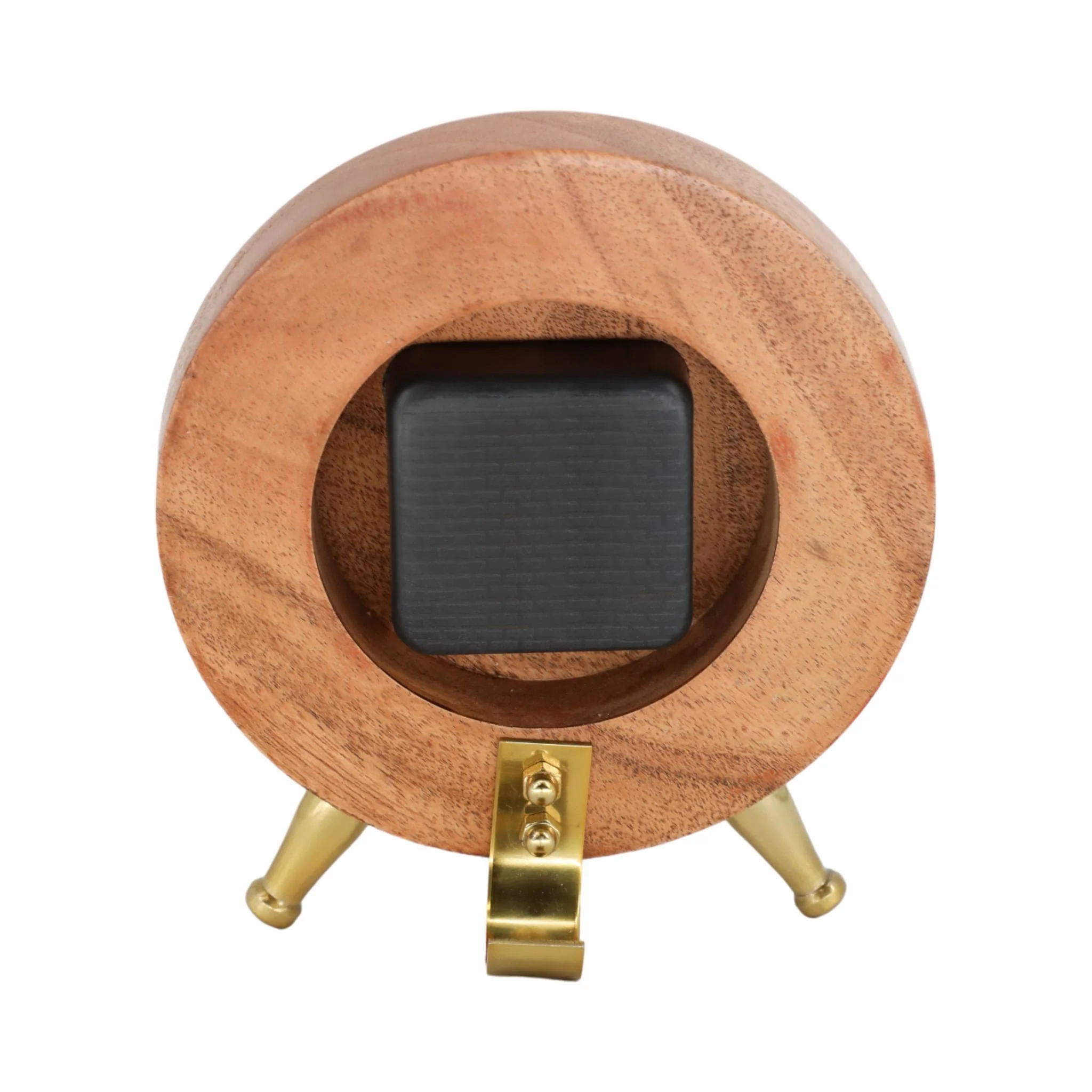 Wood 7'' Gold Table Clock, Brown - Image 4