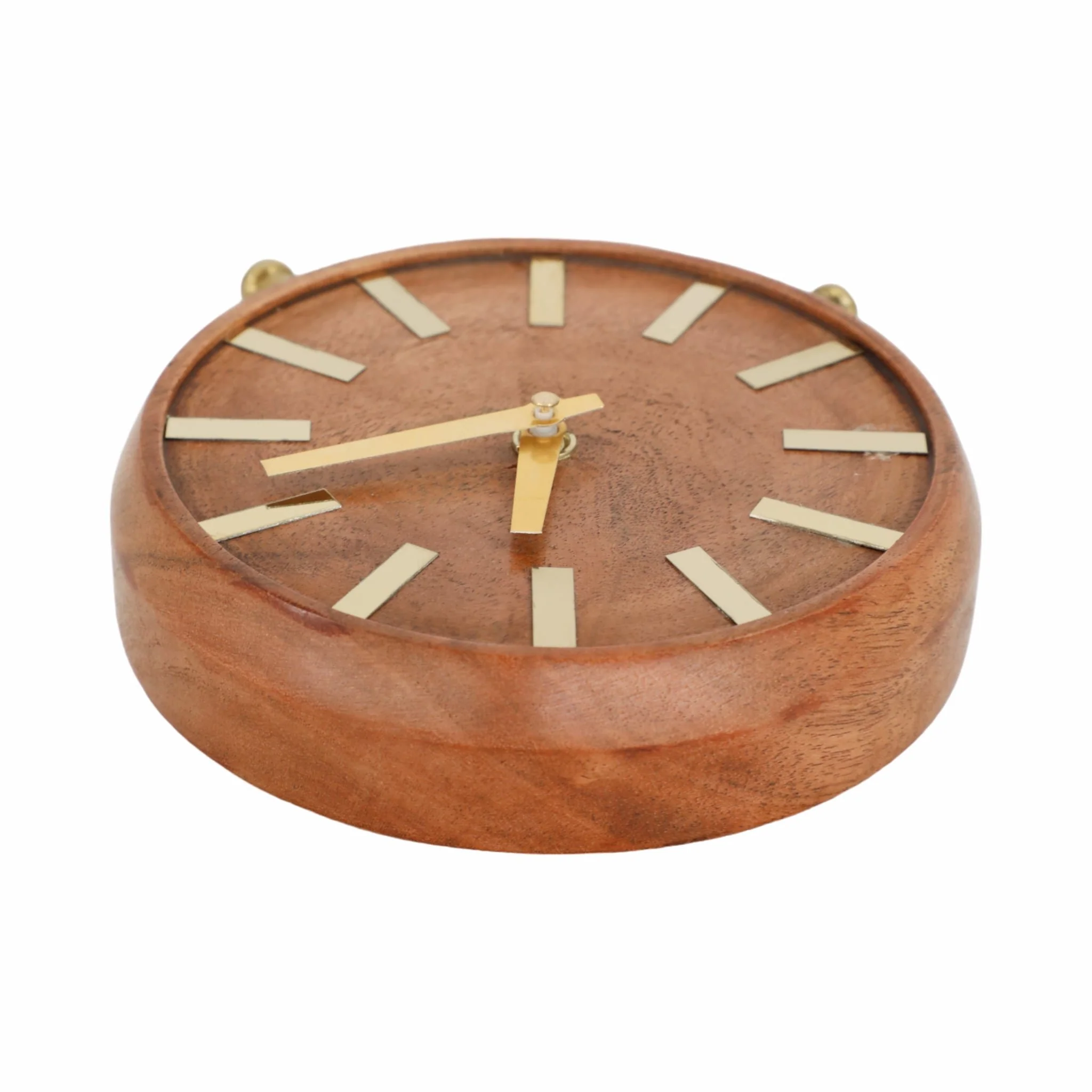 Wood 7'' Gold Table Clock, Brown - Image 6