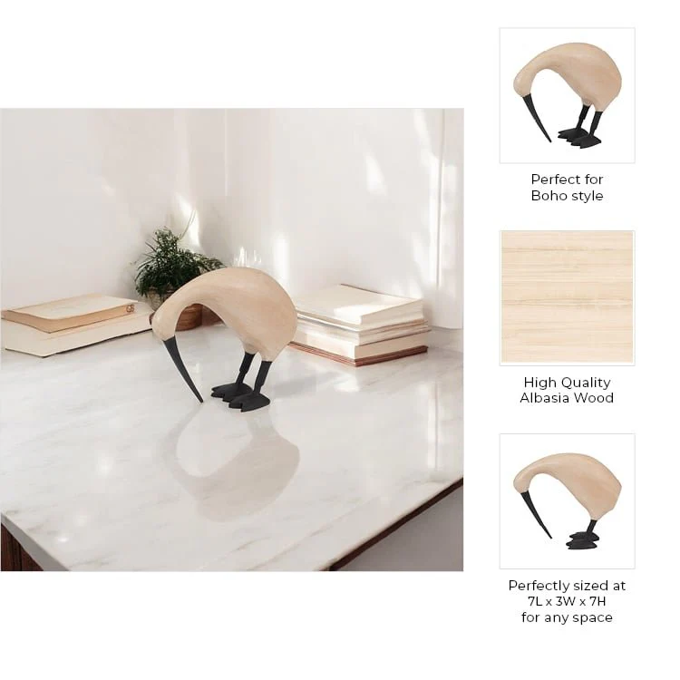 Wood, 7" Kiwi Bird W/ Black Legs, Natural - Image 10