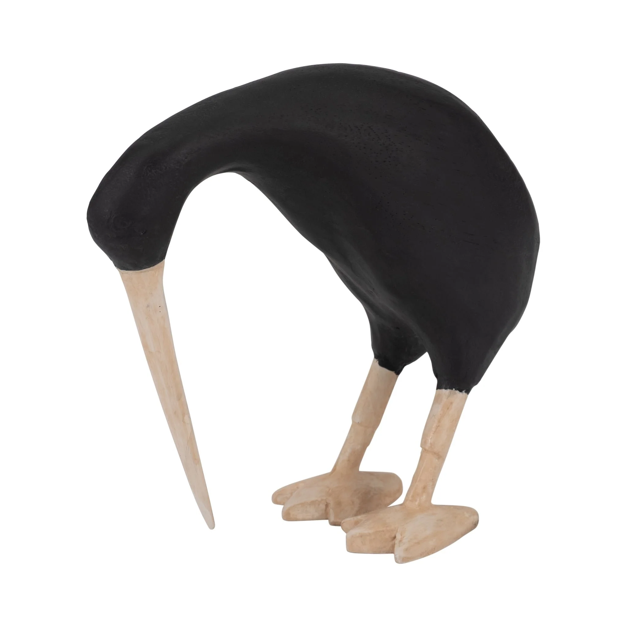 Wood, 7" Kiwi Bird W/ Natural Legs, Black - Image 2