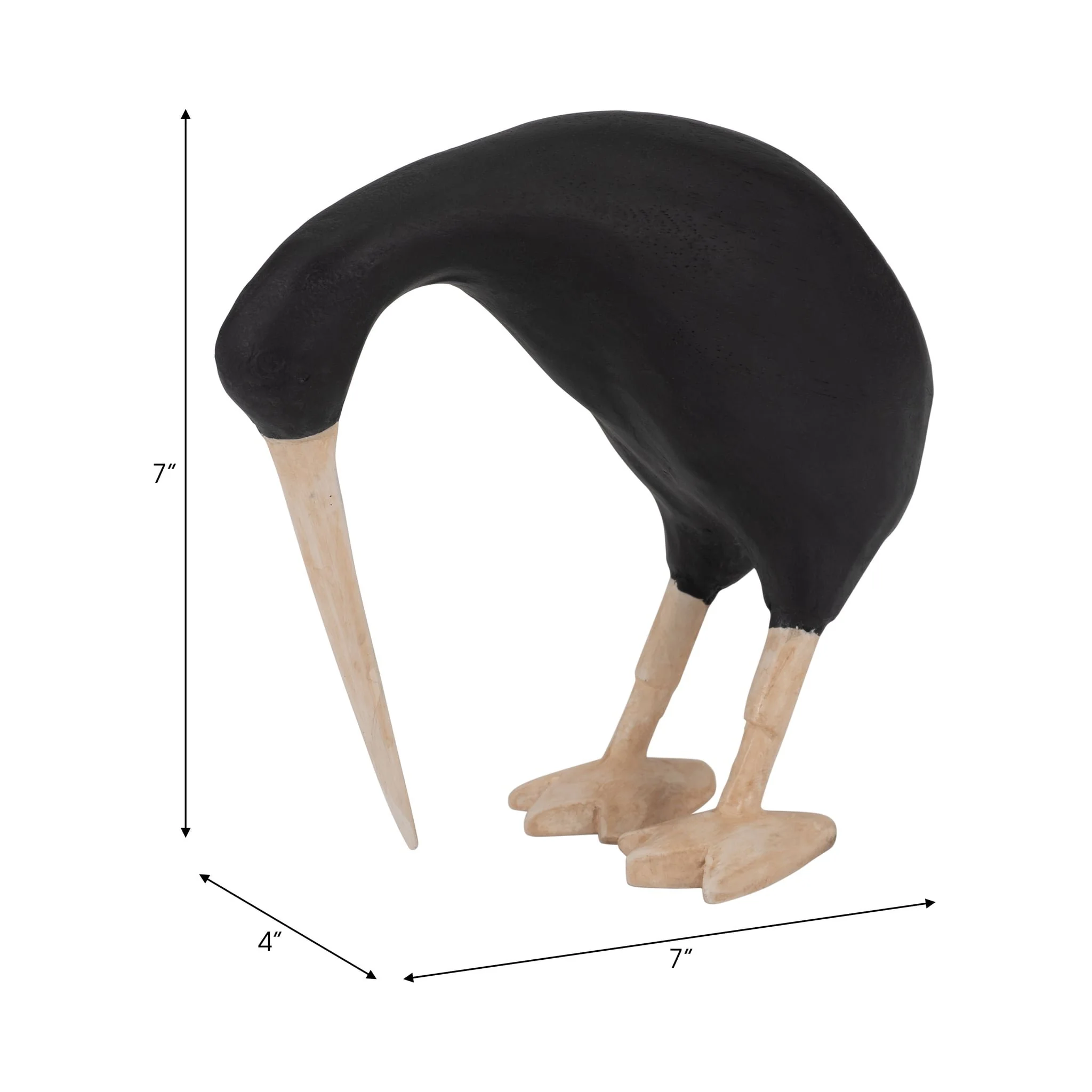 Wood, 7" Kiwi Bird W/ Natural Legs, Black - Image 9