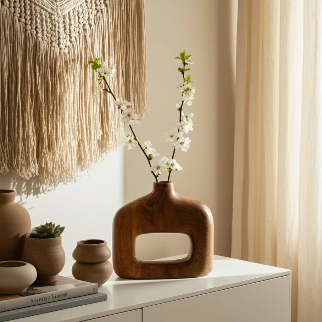 Wood, 7" Open Cut-out Vase, Natural - Image 12
