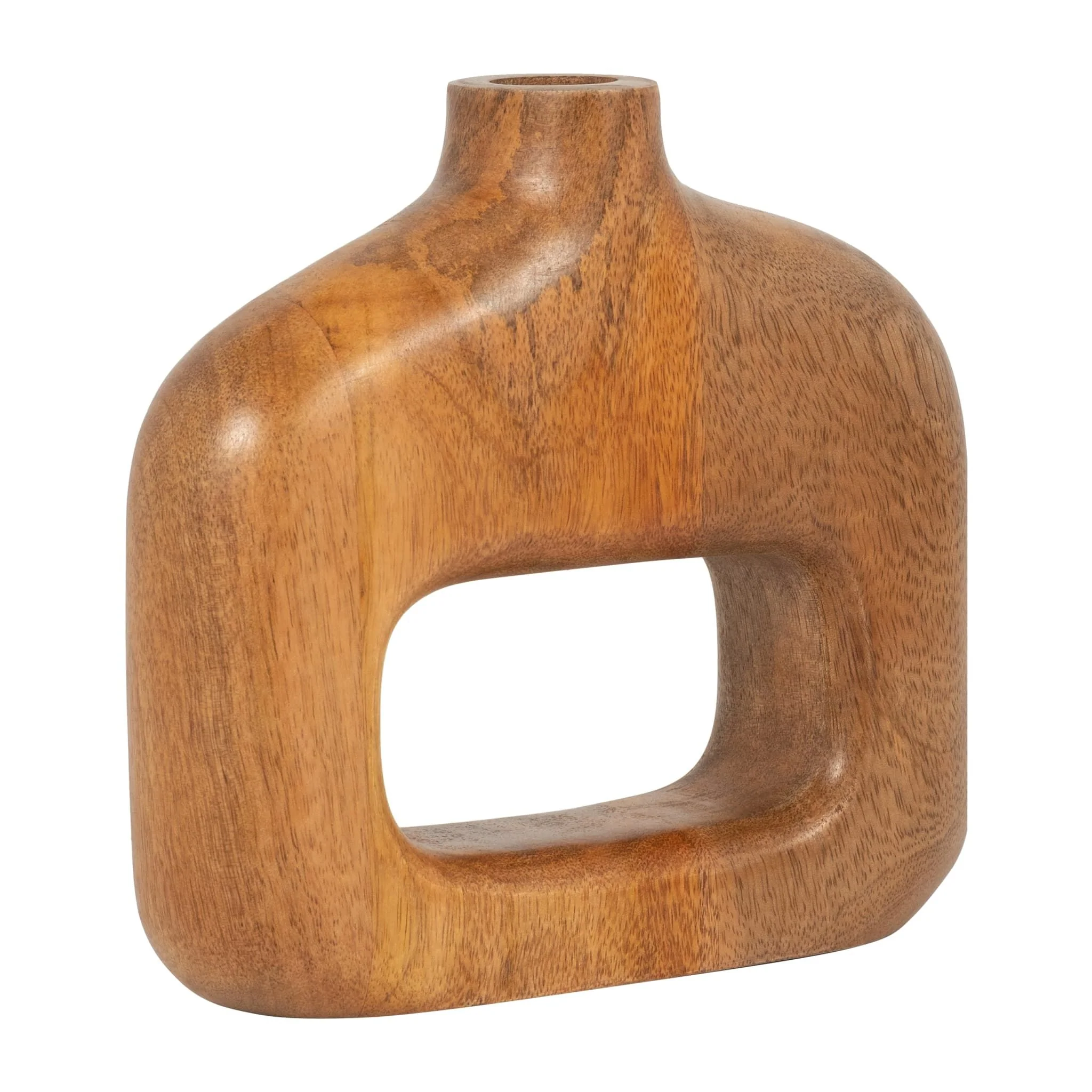 Wood, 7" Open Cut-out Vase, Natural - Image 2
