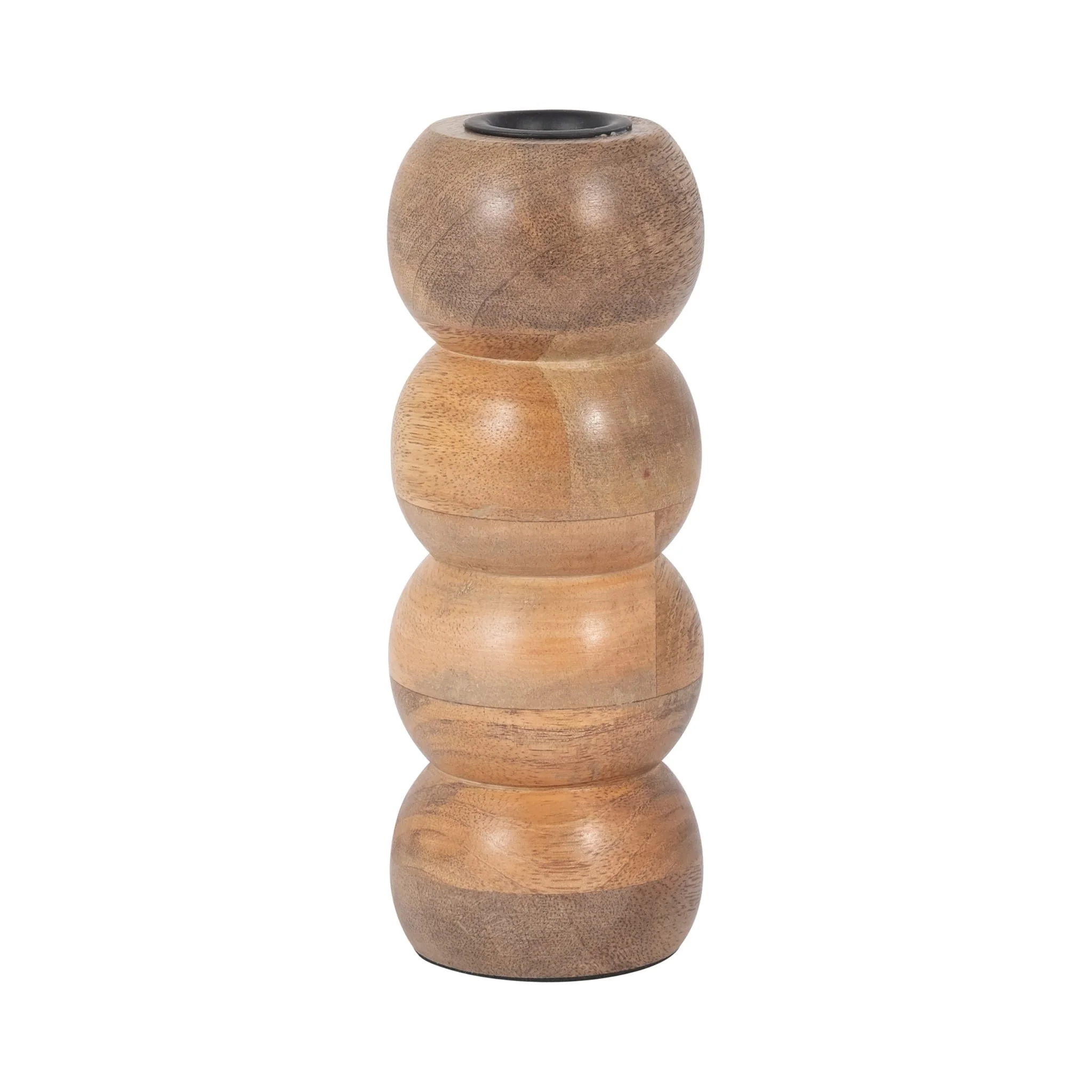 Wood, 7" Ribbed Votive Holder, Natural - Image 2