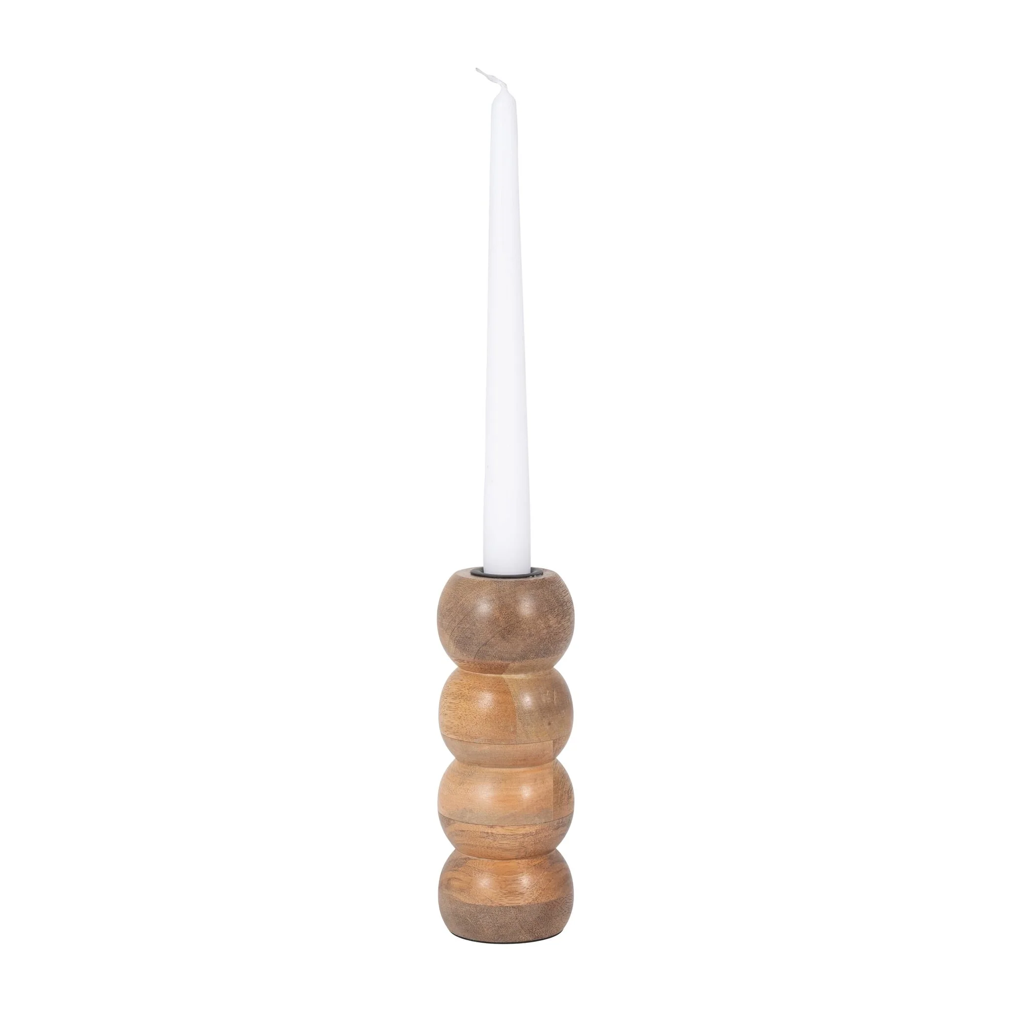 Wood, 7" Ribbed Votive Holder, Natural - Image 3