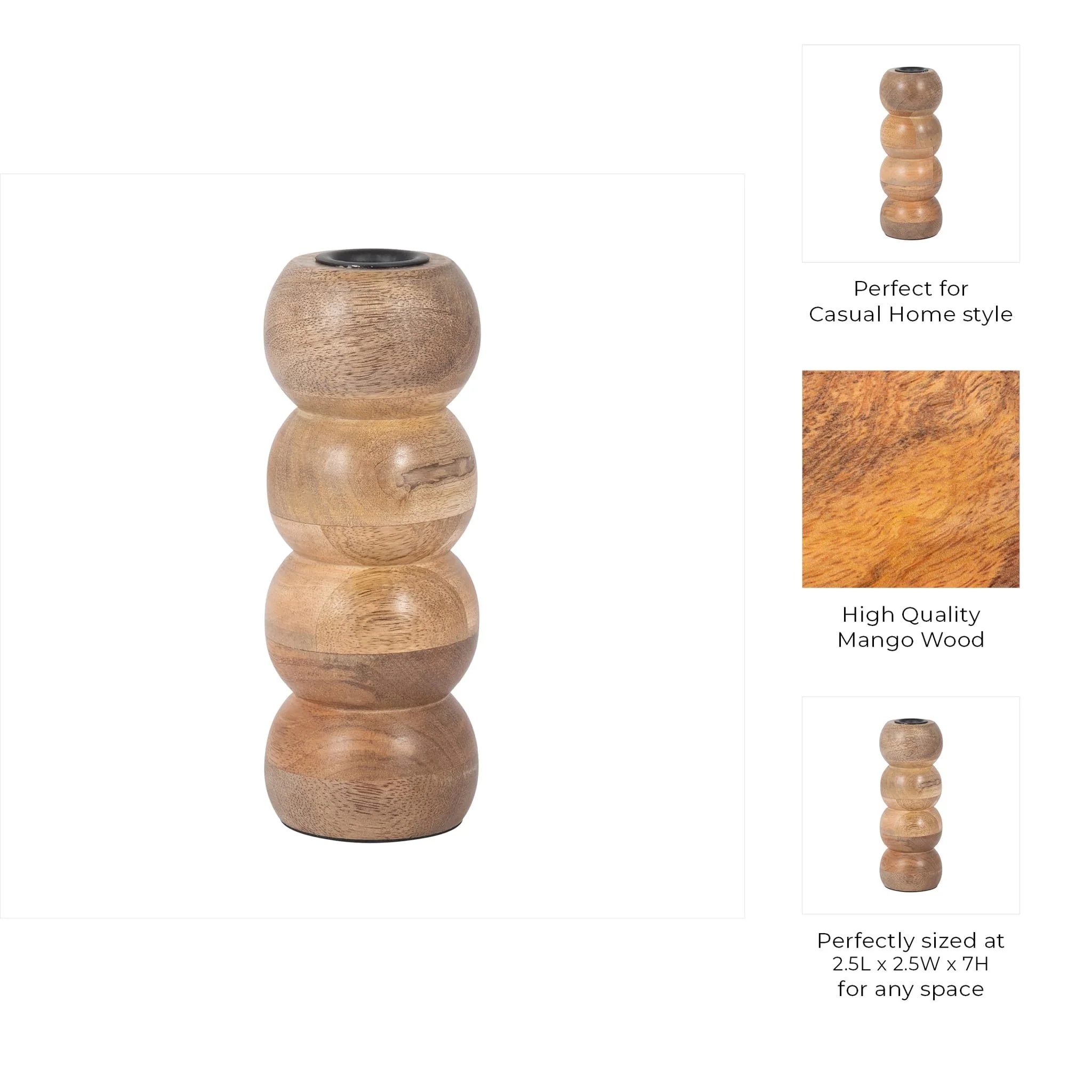 Wood, 7" Ribbed Votive Holder, Natural - Image 9