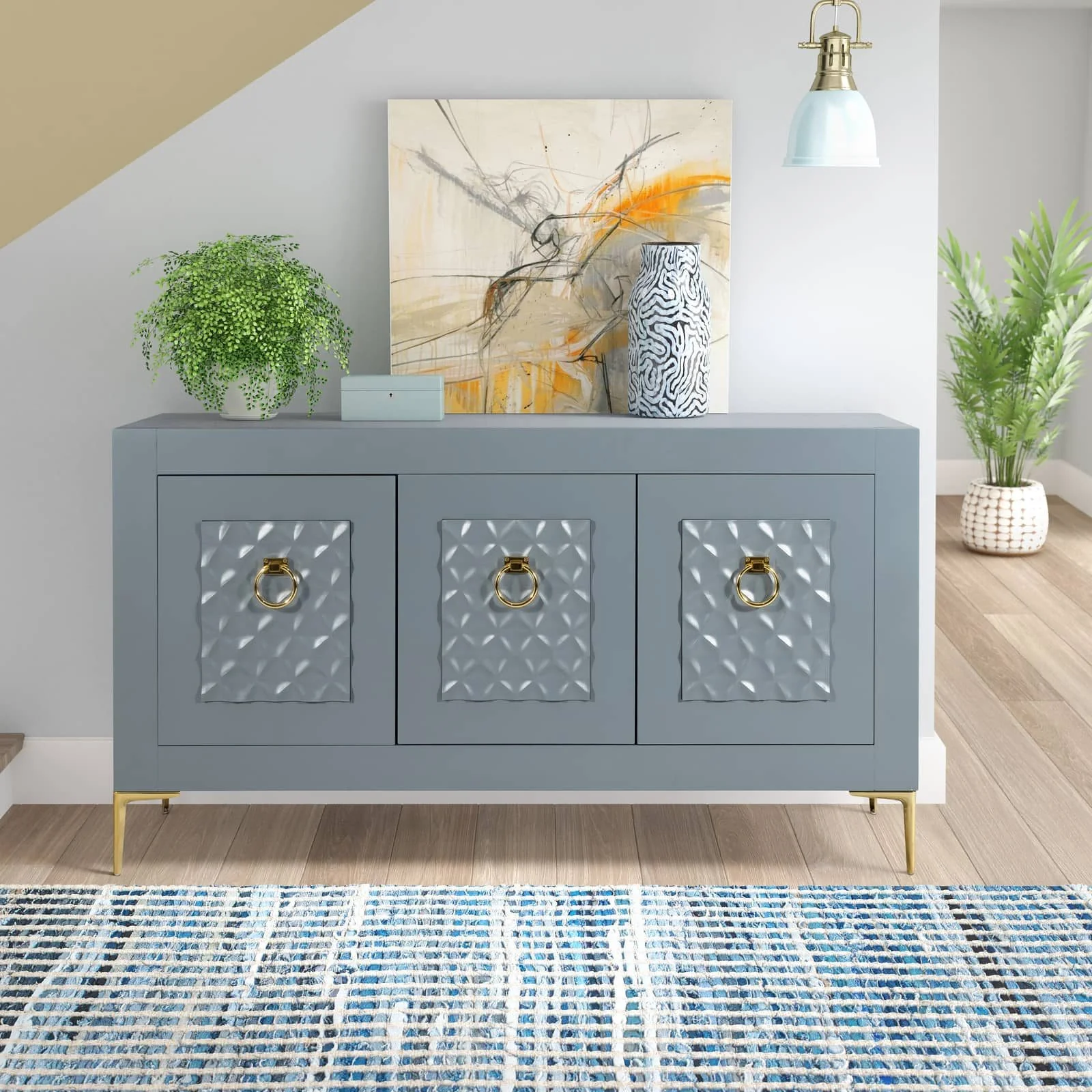 Wood, 78x39 Console Cabinet, Gray/gld, Kd - Image 11