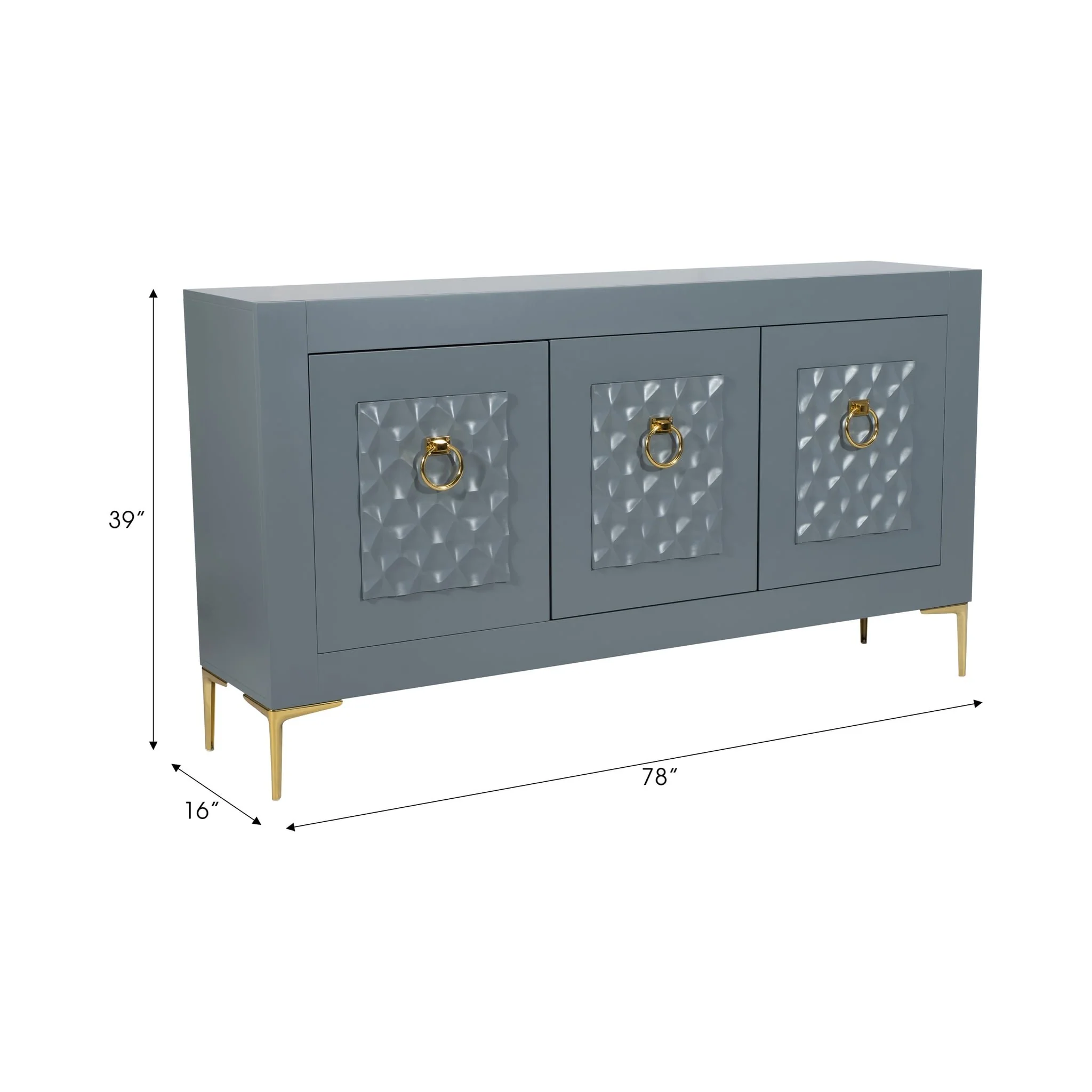 Wood, 78x39 Console Cabinet, Gray/gld, Kd - Image 9
