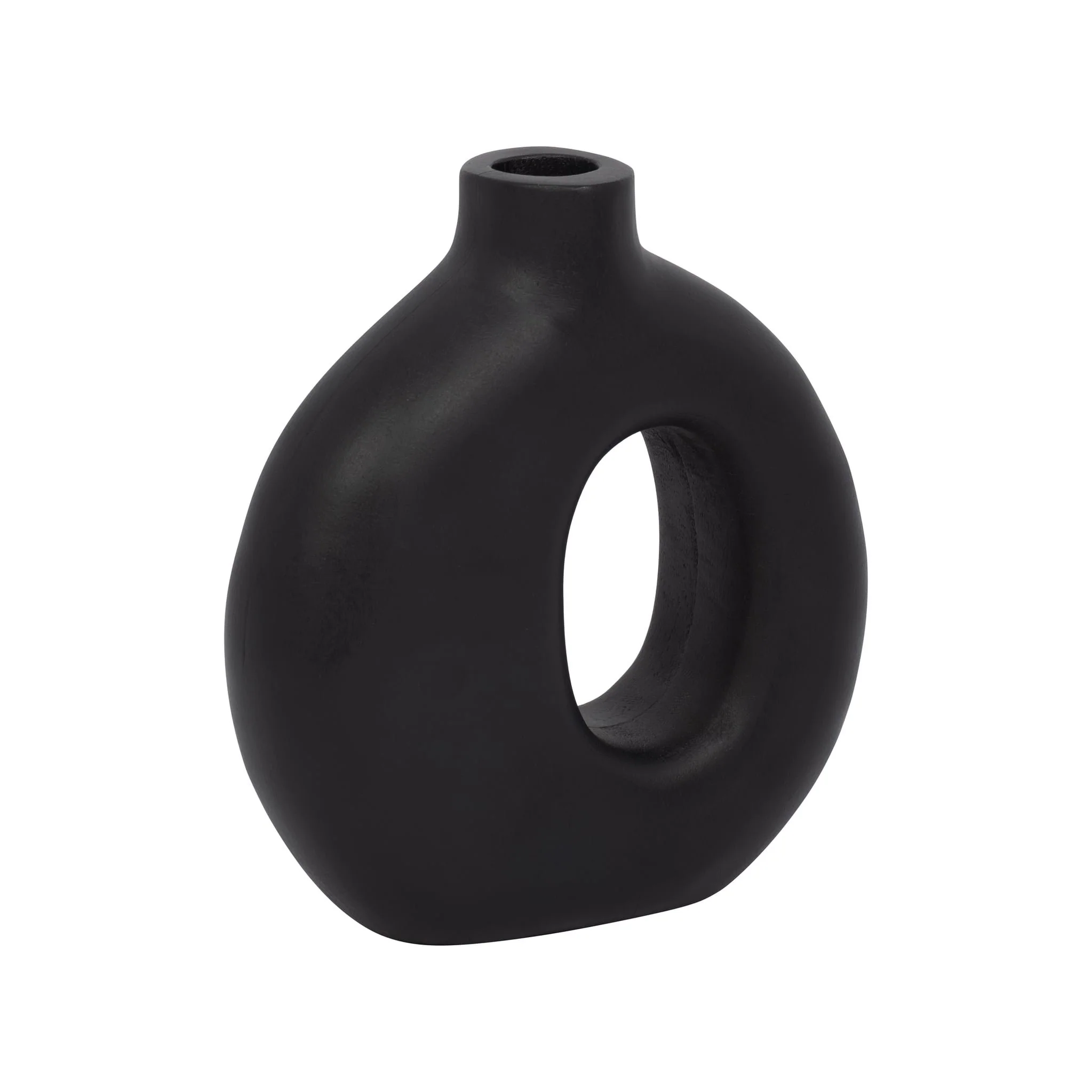 Wood, 7"h Cut-out Vase, Black - Image 2