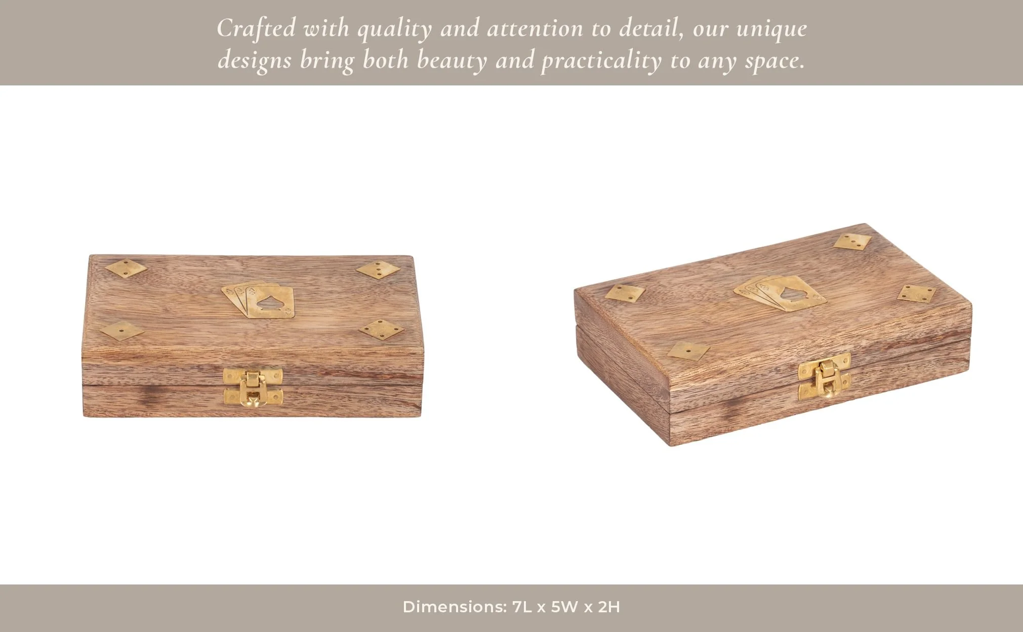 Wood, 7x5 Cards & Dice Box, Brown - Image 11