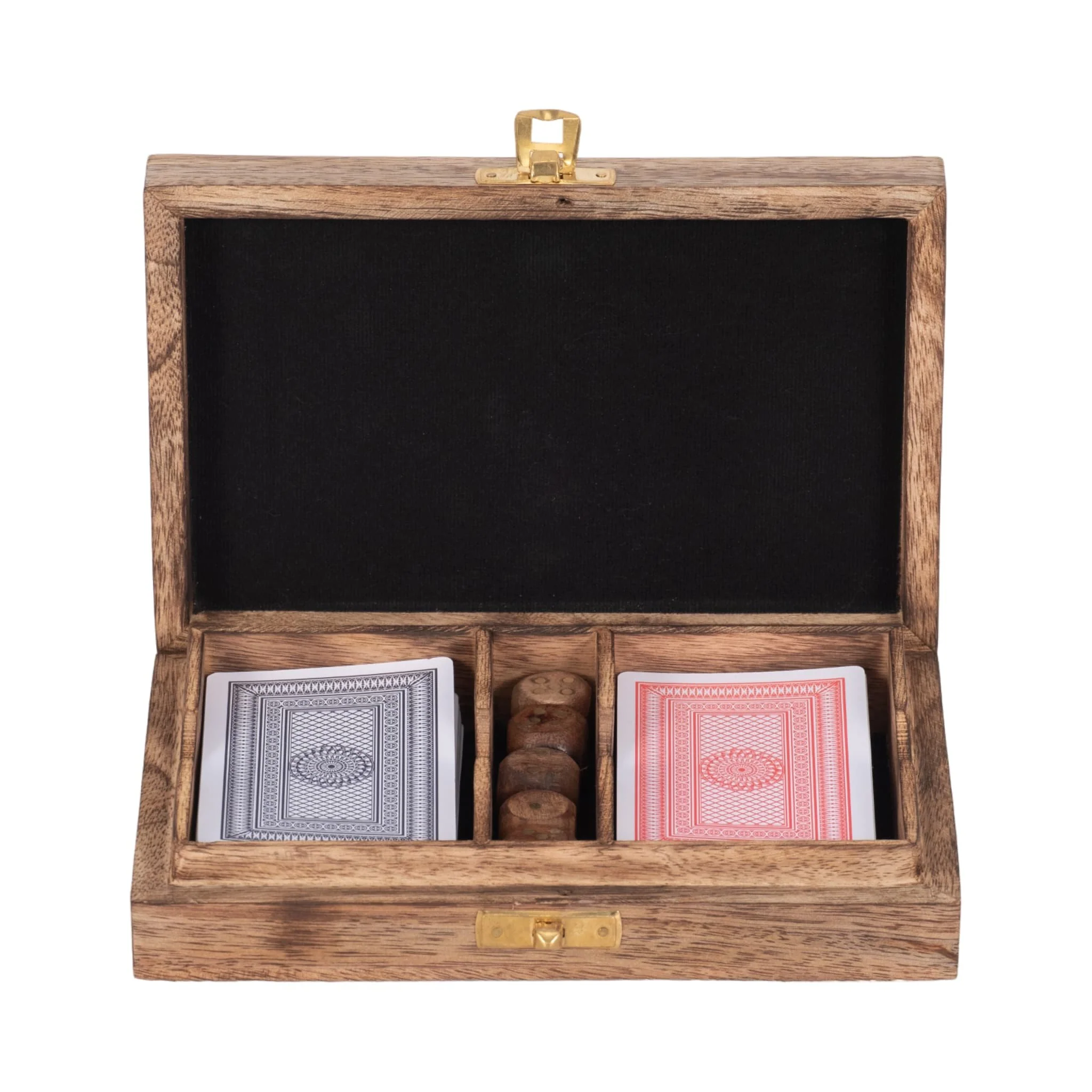 Wood, 7x5 Cards & Dice Box, Brown - Image 3
