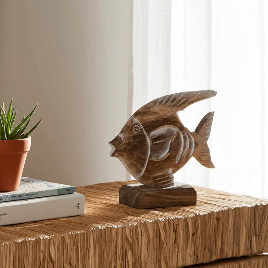 Wood, 8" Angel Fish, Natural - Image 10