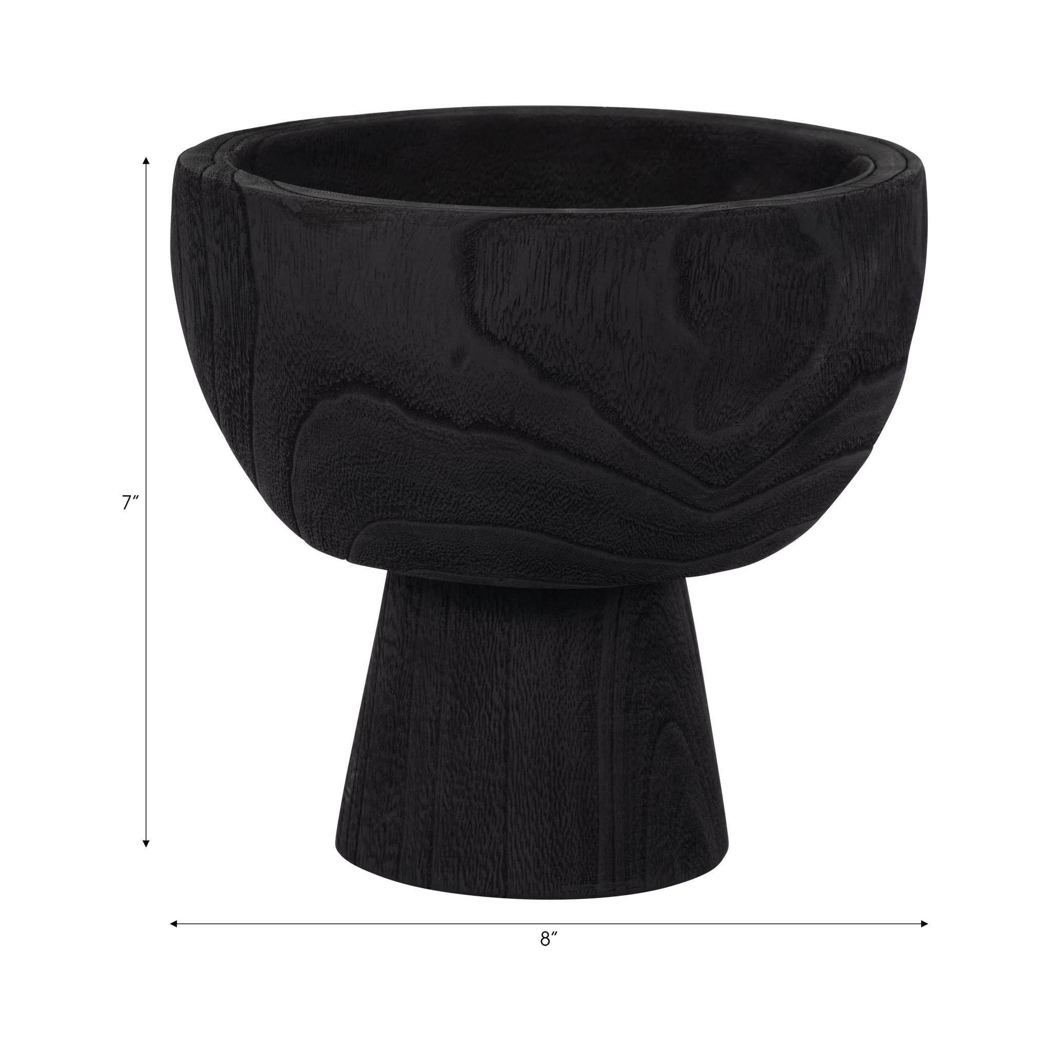 Wood, 8" Bowl W/ Stand, Black - Image 7